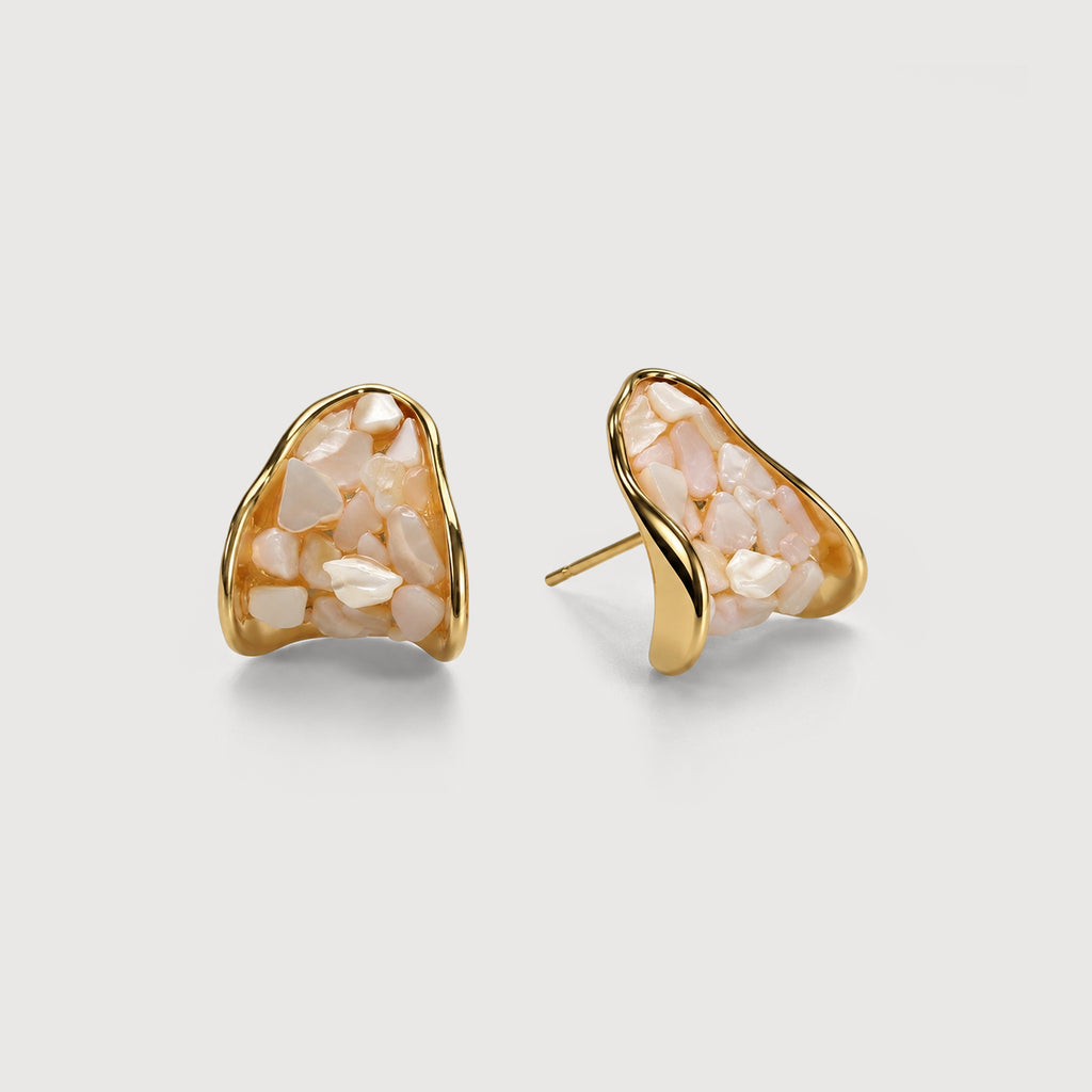 Shell Inlay Sculptural Stud Earrings
