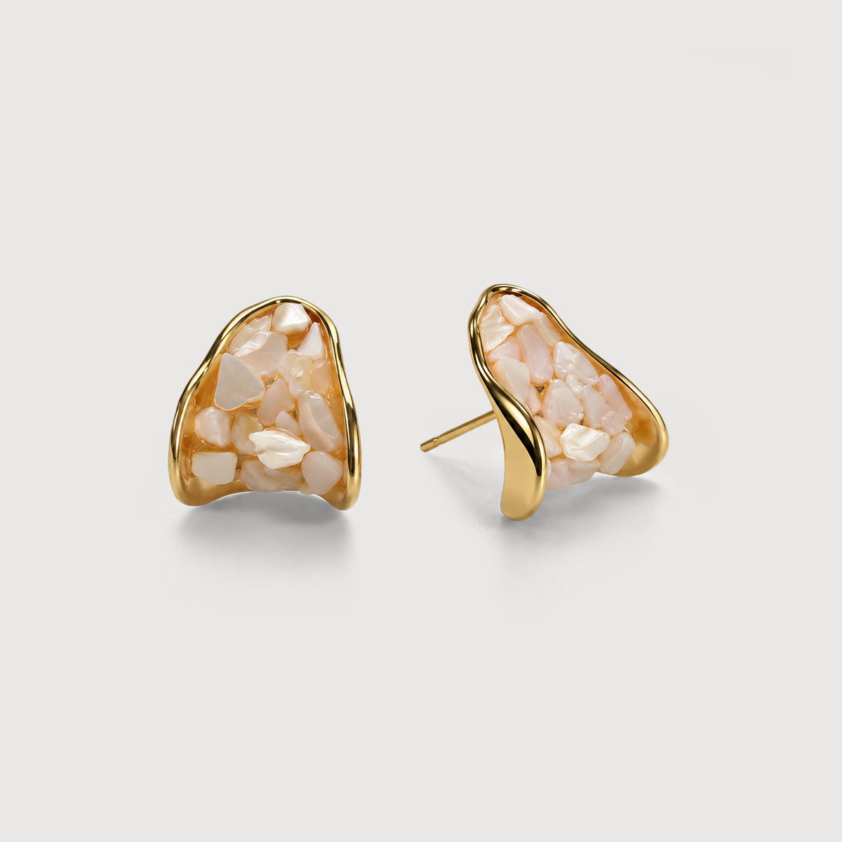Shell Inlay Sculptural Stud Earrings