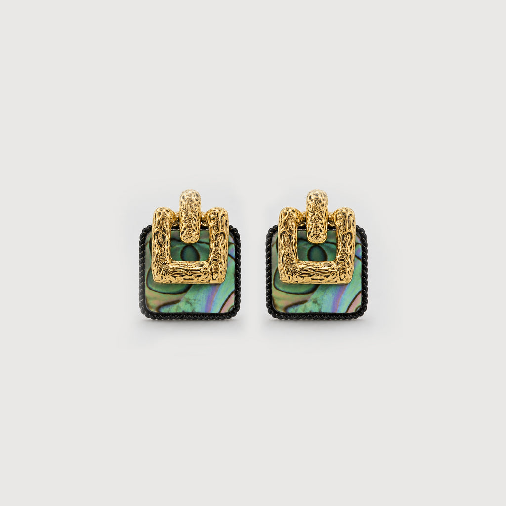 Gold-Plated S925 Shell Geometric Stud Earrings