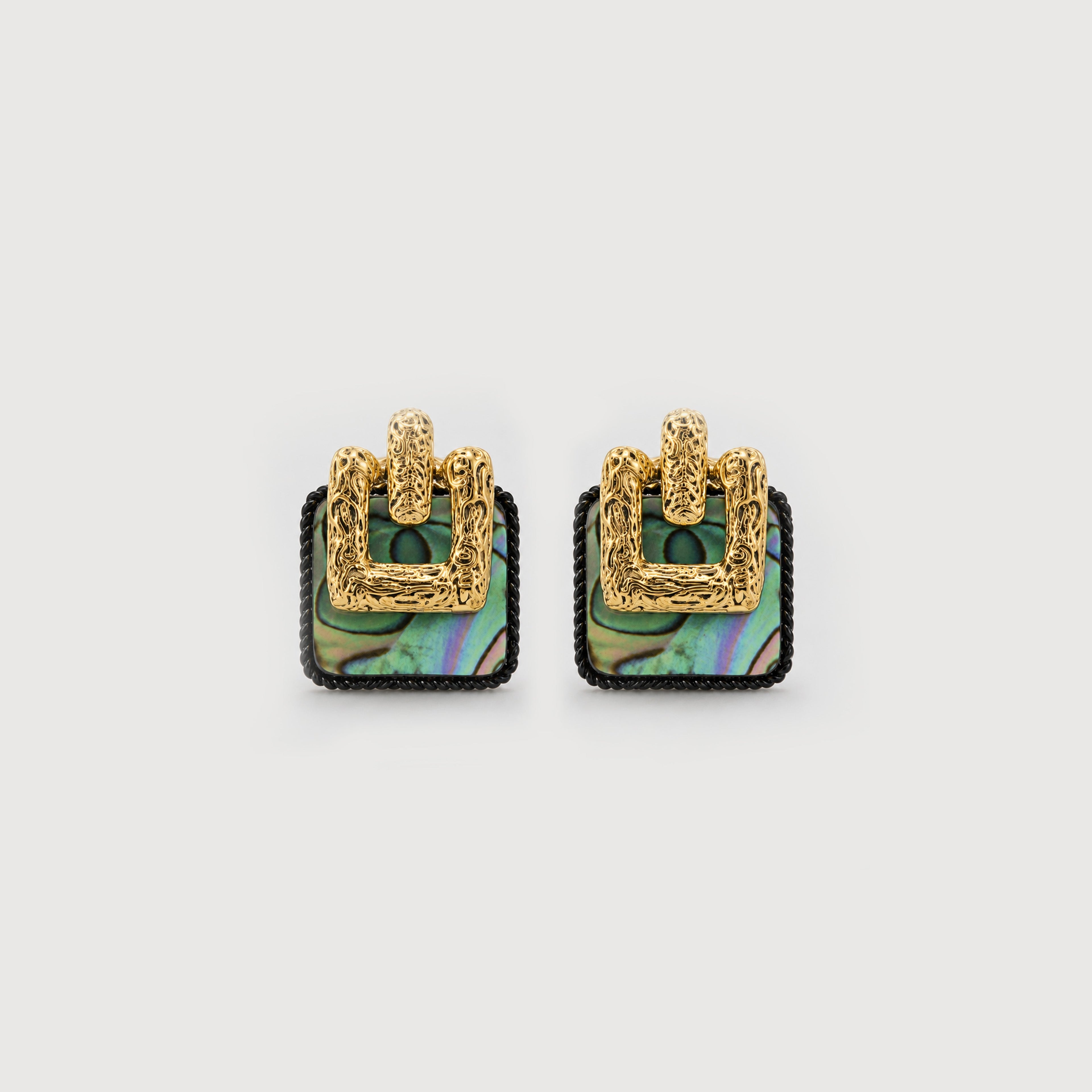 Gold-Plated S925 Shell Geometric Stud Earrings