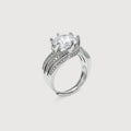 Silver-Tone Round Zircon Swirl Ring