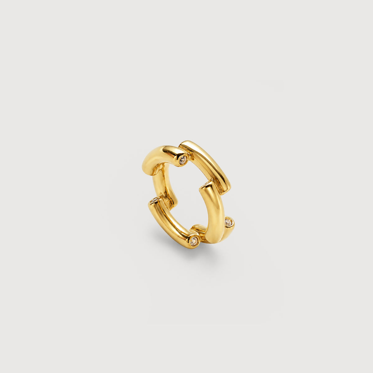 Two-Tone Open Link 18K Gold-Plated Stainless Steel Ring
