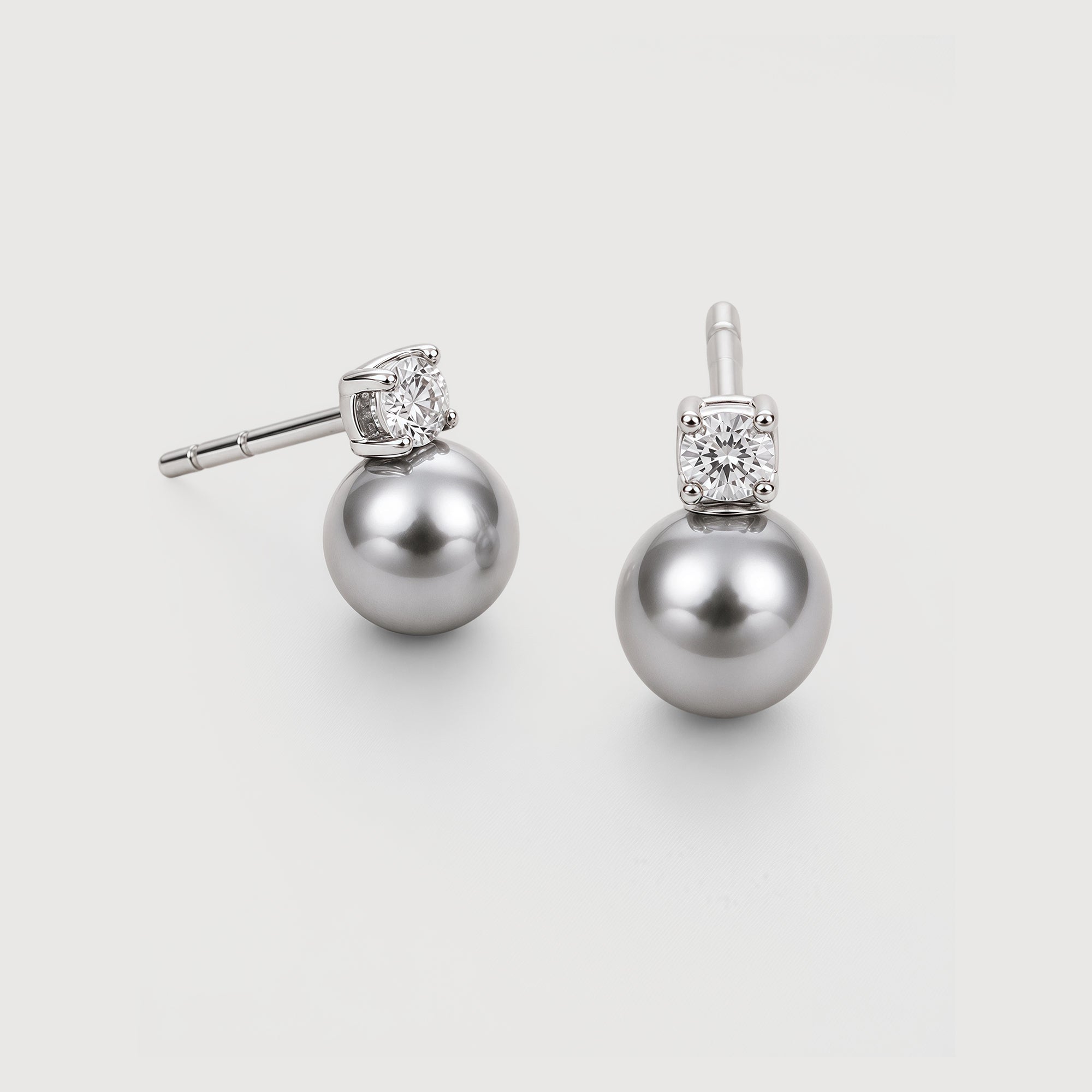 Grey Pearl-Effect Zircon Stud Earrings
