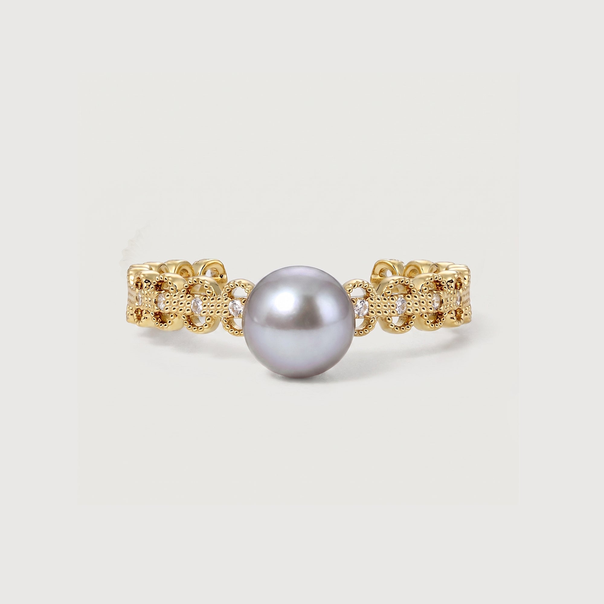 Pearl Filigree 18K Gold-Plated Copper Ring