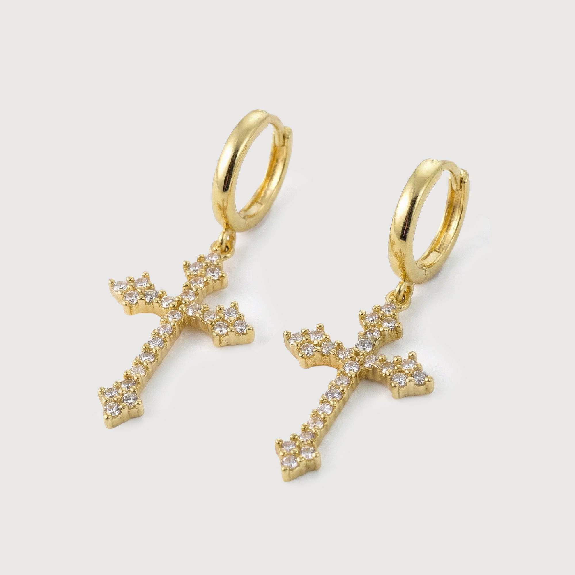 Zircon Cross Huggie Drop Earrings