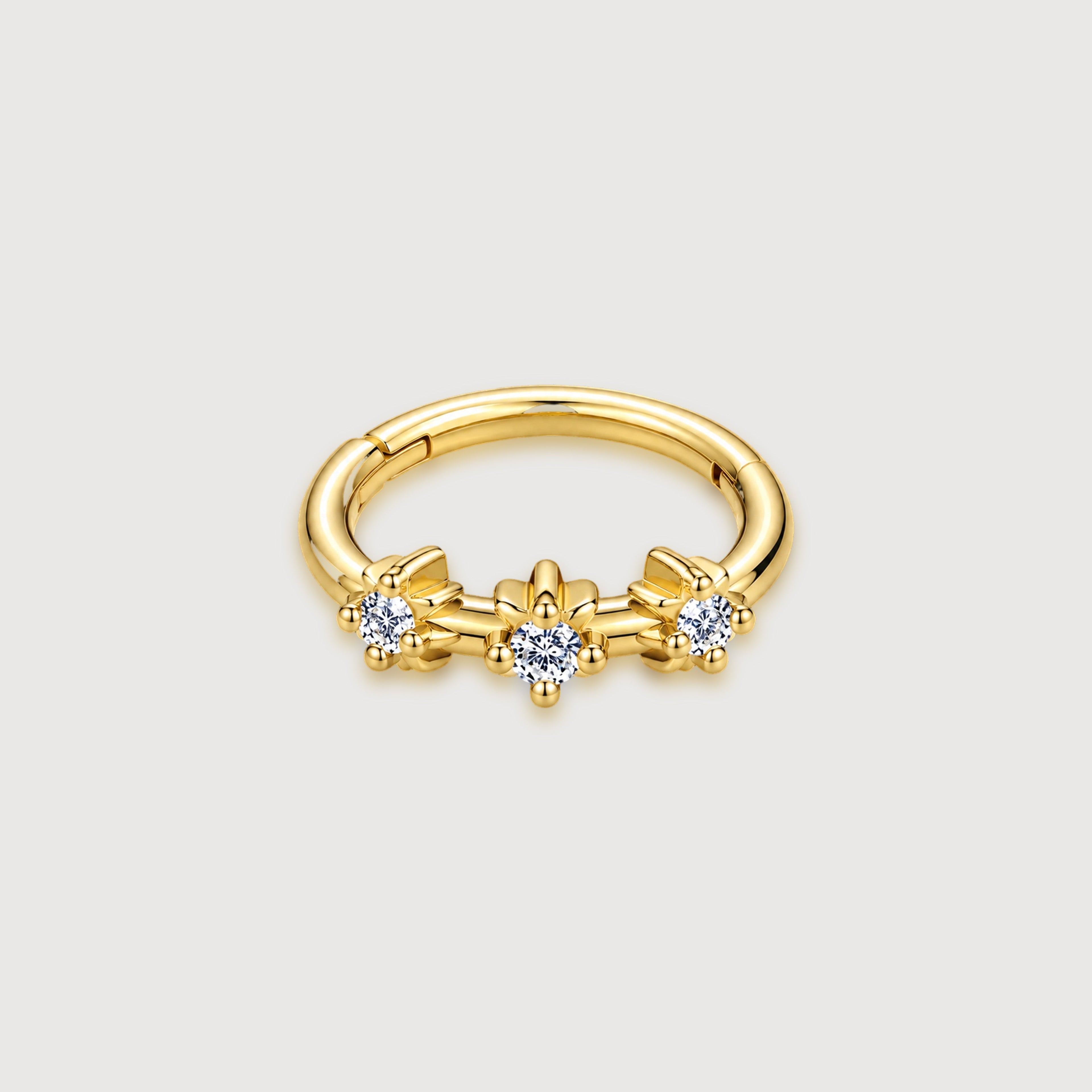 Floral Zirconia Sterling Silver Huggie Hoops