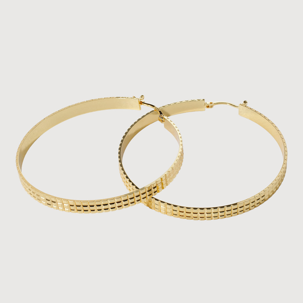 Textured Gold-Tone Large Hoop Earrings