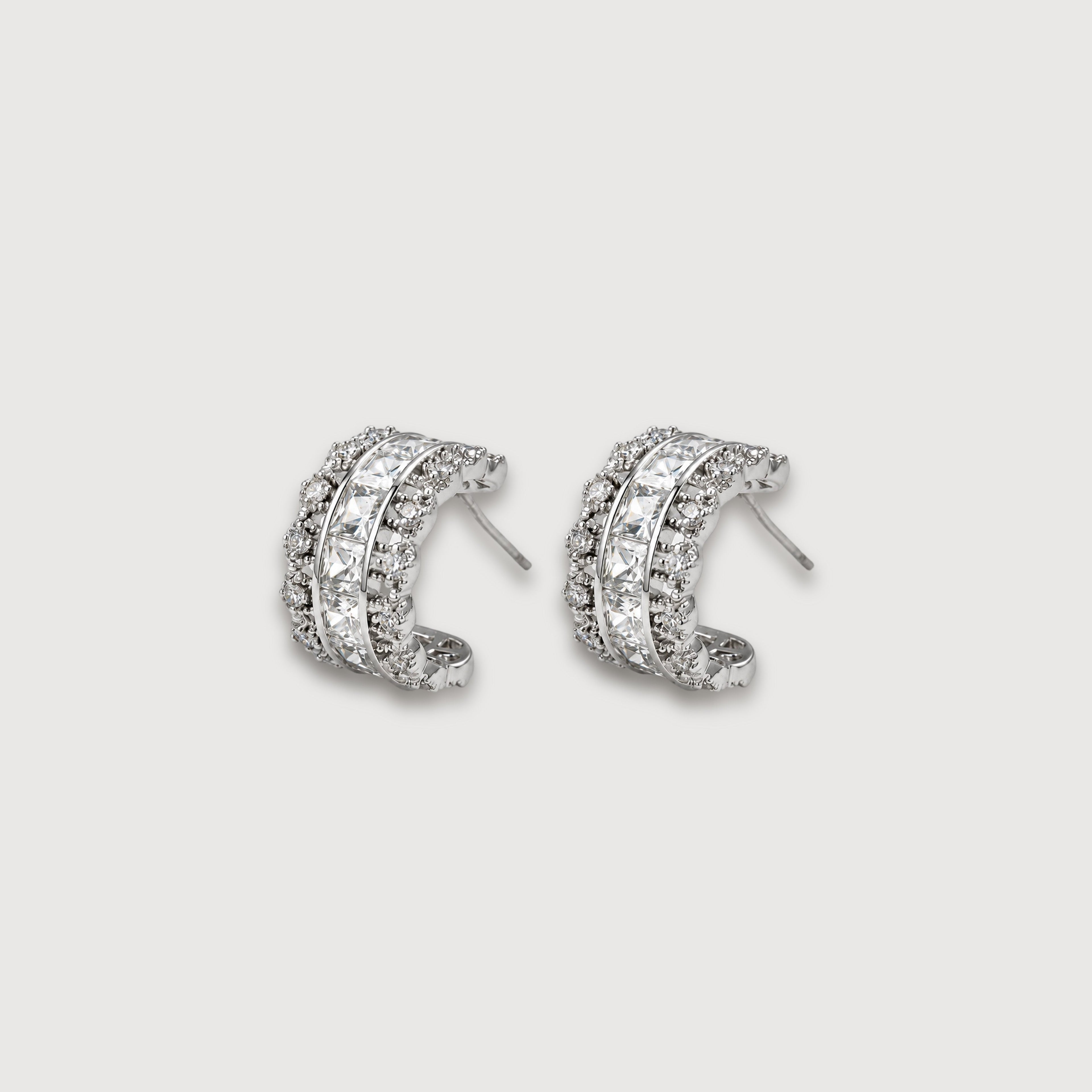 Channel-Set Zircon Half-Hoop Earrings