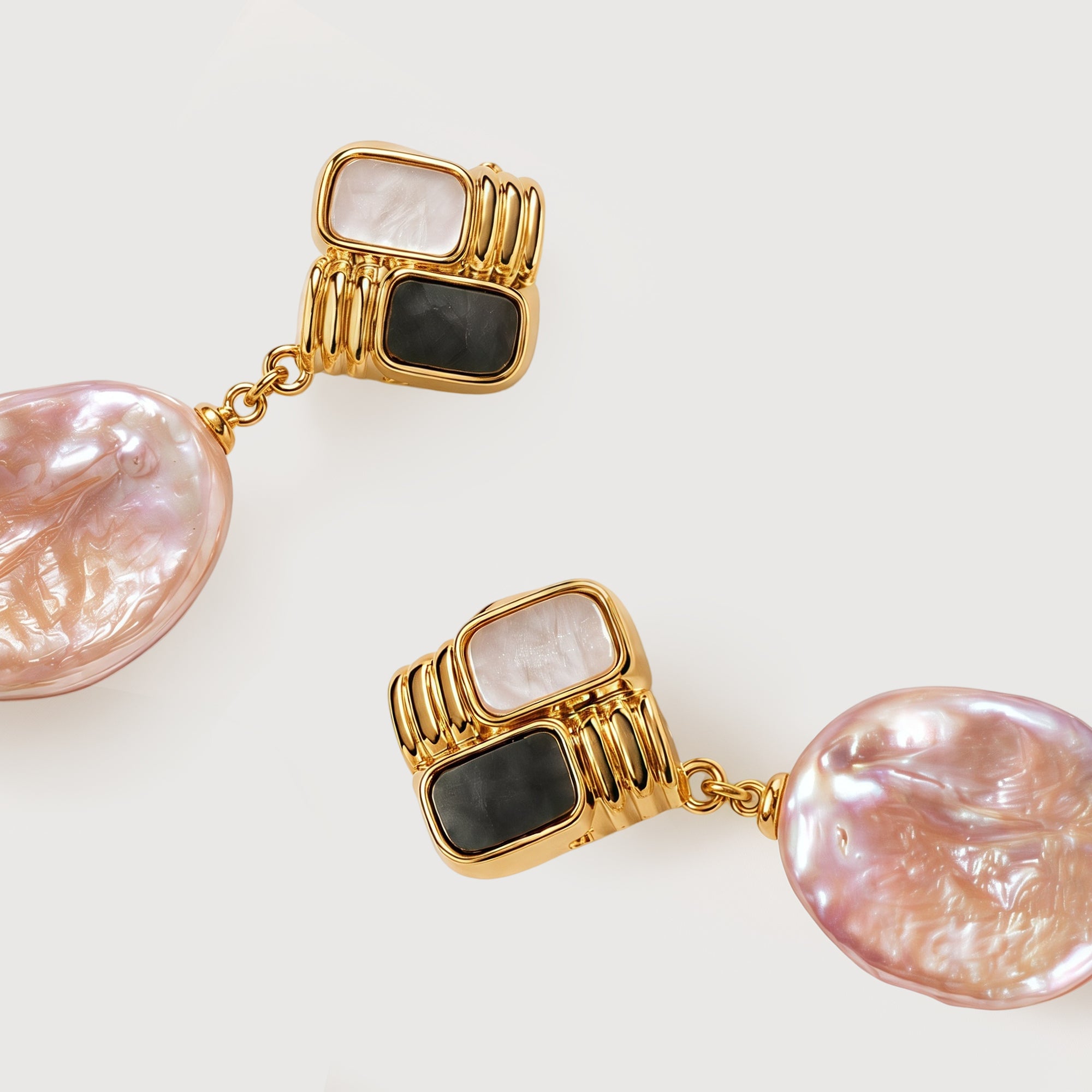 Gold-Plated Baroque Pearl Drop Earrings