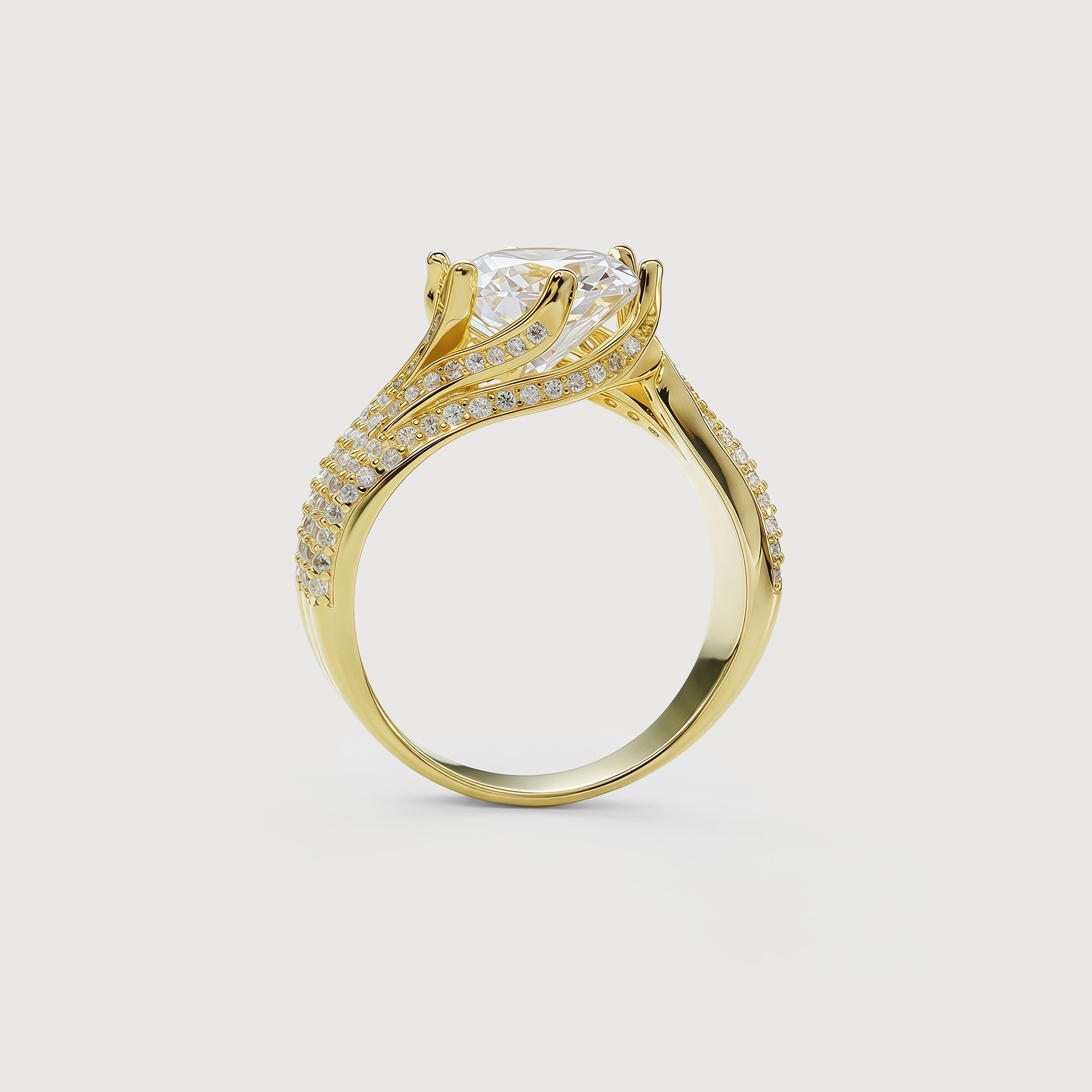 3-Carat Moissanite Pavé Sterling Silver Ring