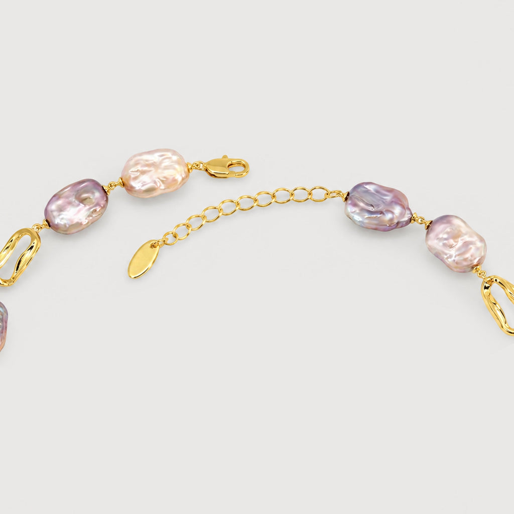 Baroque Pearl Link Bracelet in Gold