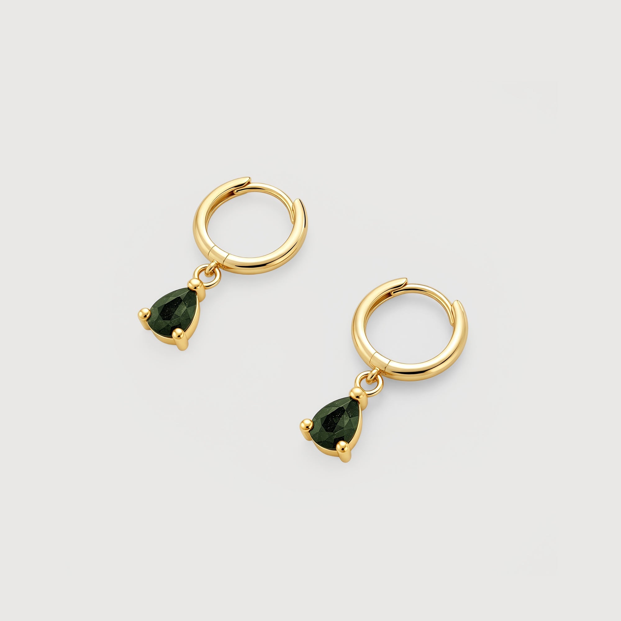 Natural Stone Teardrop Huggie Hoop Earrings