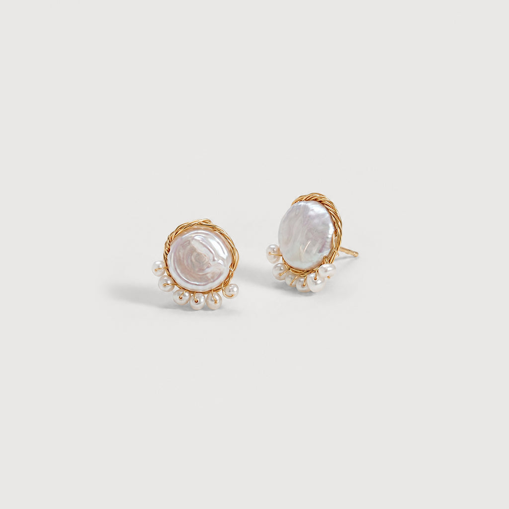 Gold-Plated Baroque Freshwater Pearl Stud Earrings