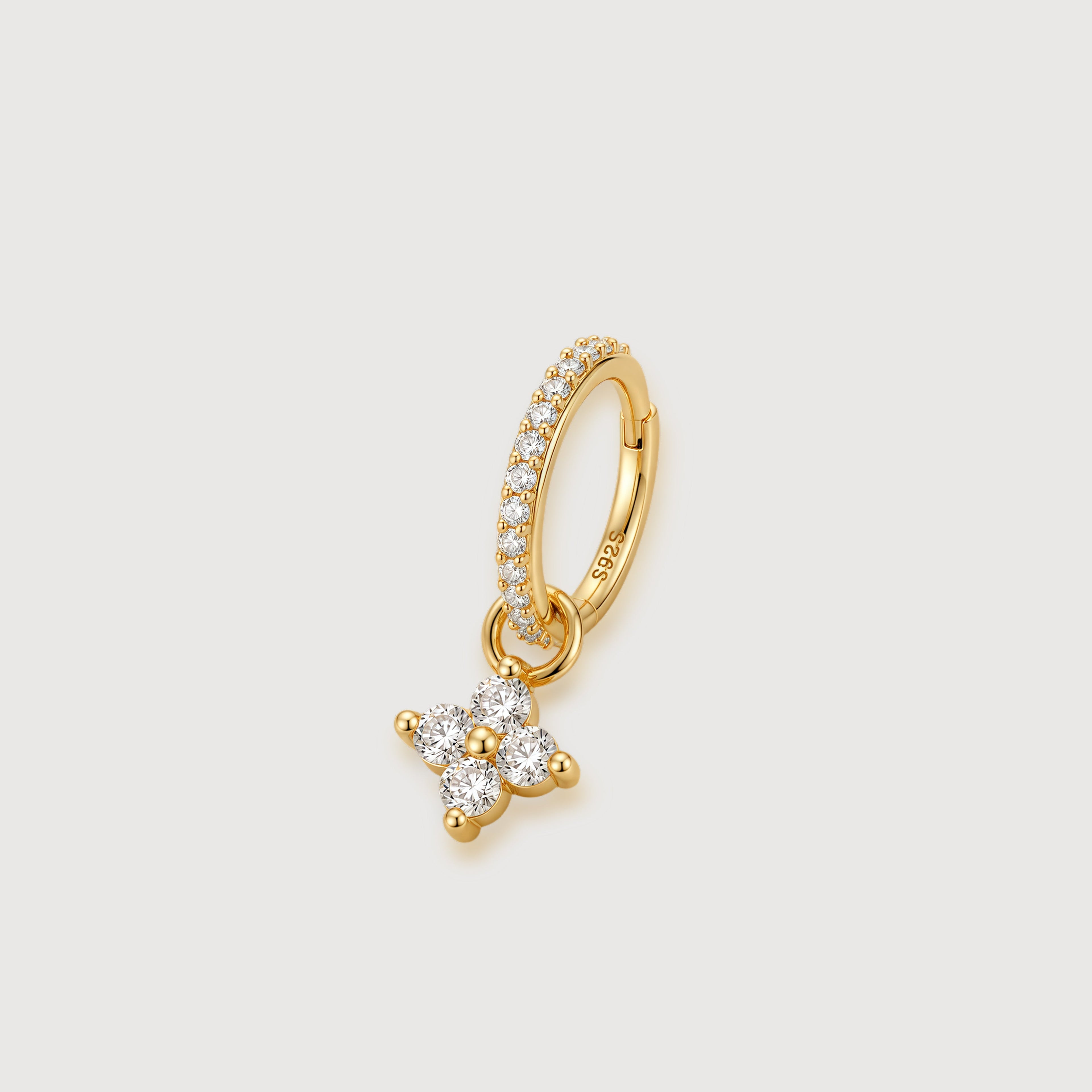 Crystal Four-Point Drop Hoop Earrings