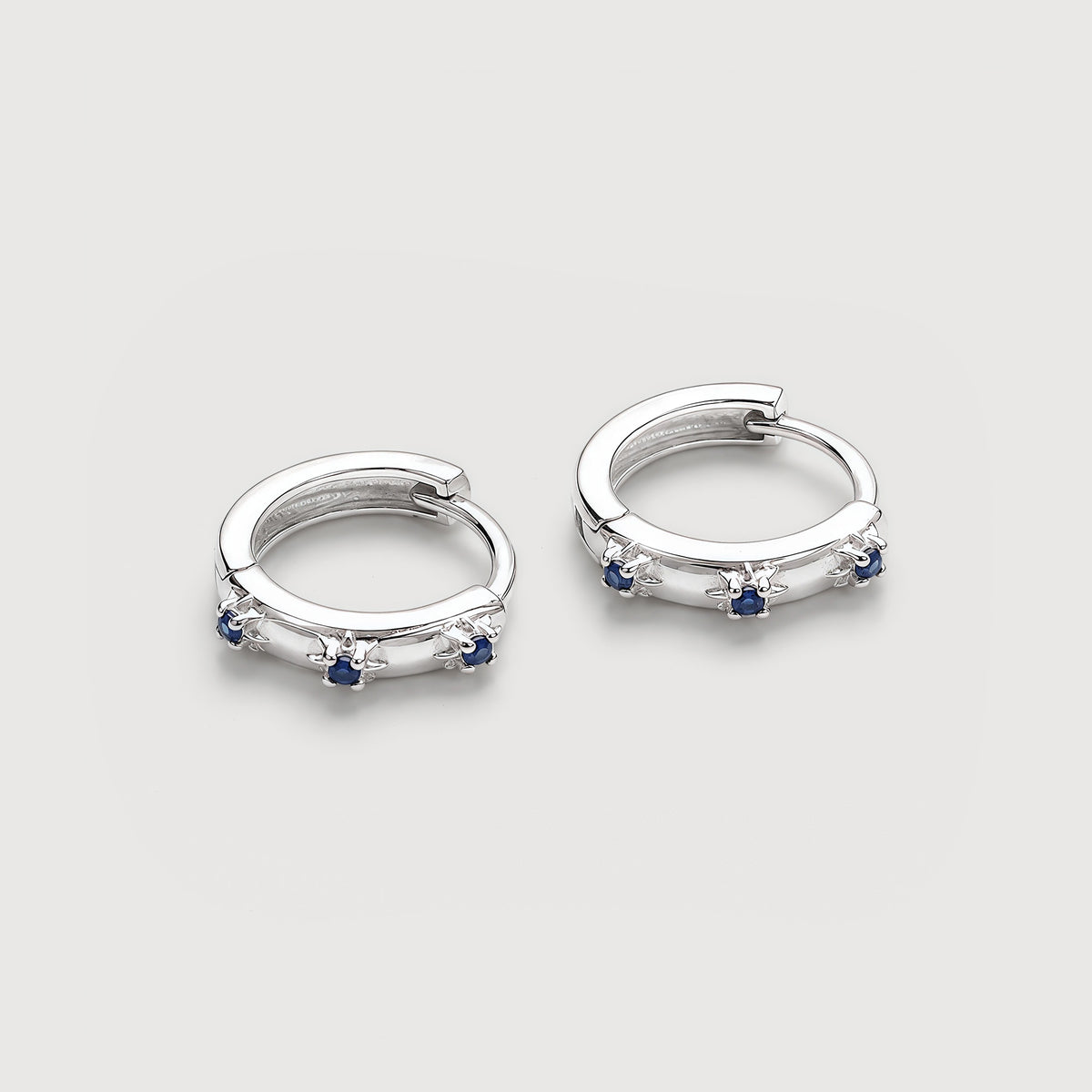 Blue Zircon S925 Sterling Silver Hoop Earrings