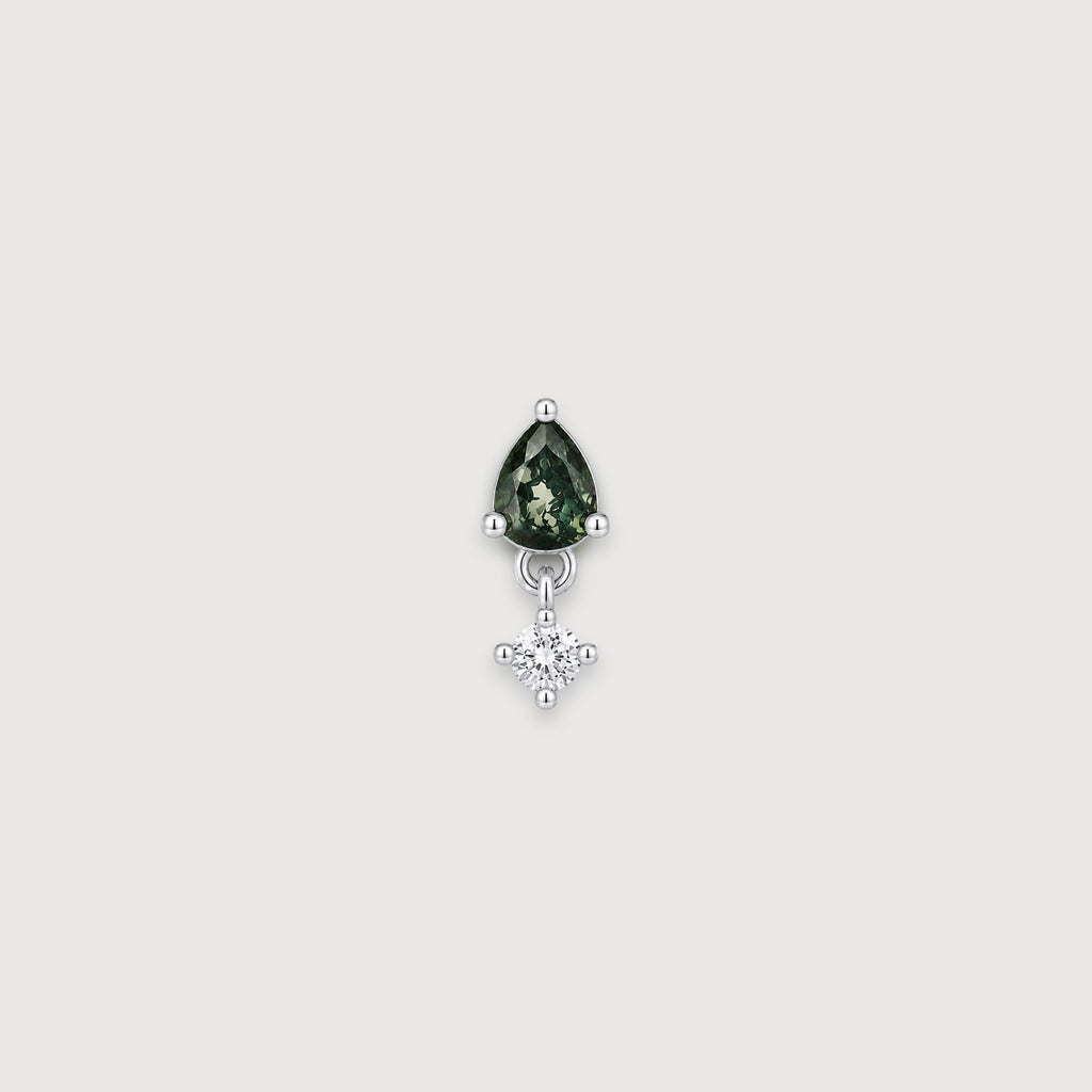Moss Agate Zircon Flat-Back Drop Earrings