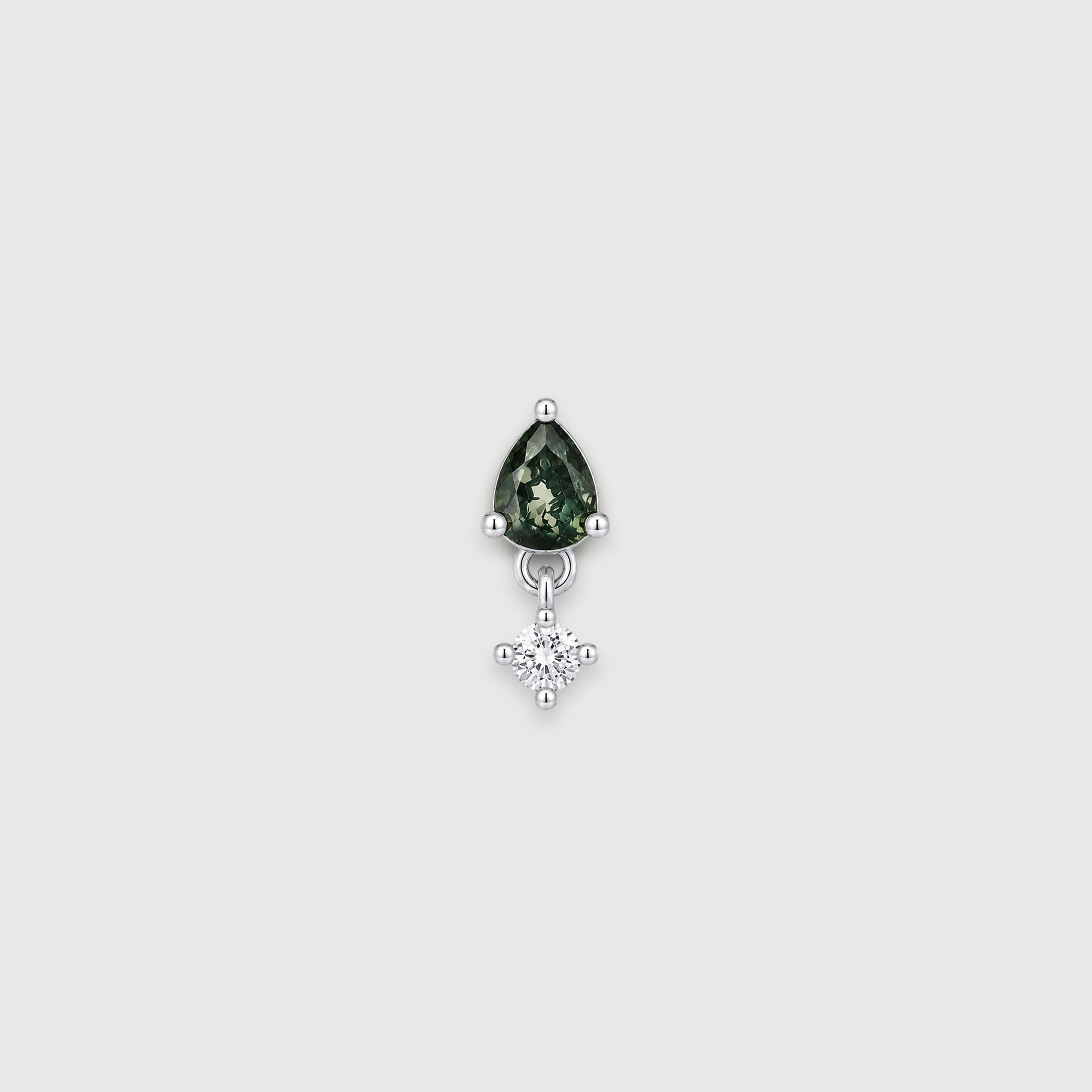 Moss Agate Zircon Flat-Back Drop Earrings