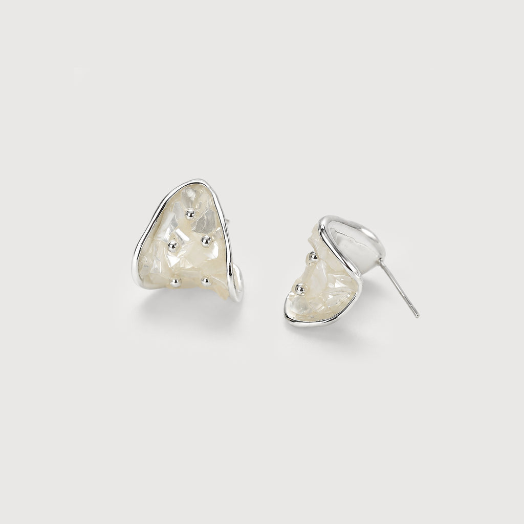Shell Inlay Geometric Stud Earrings