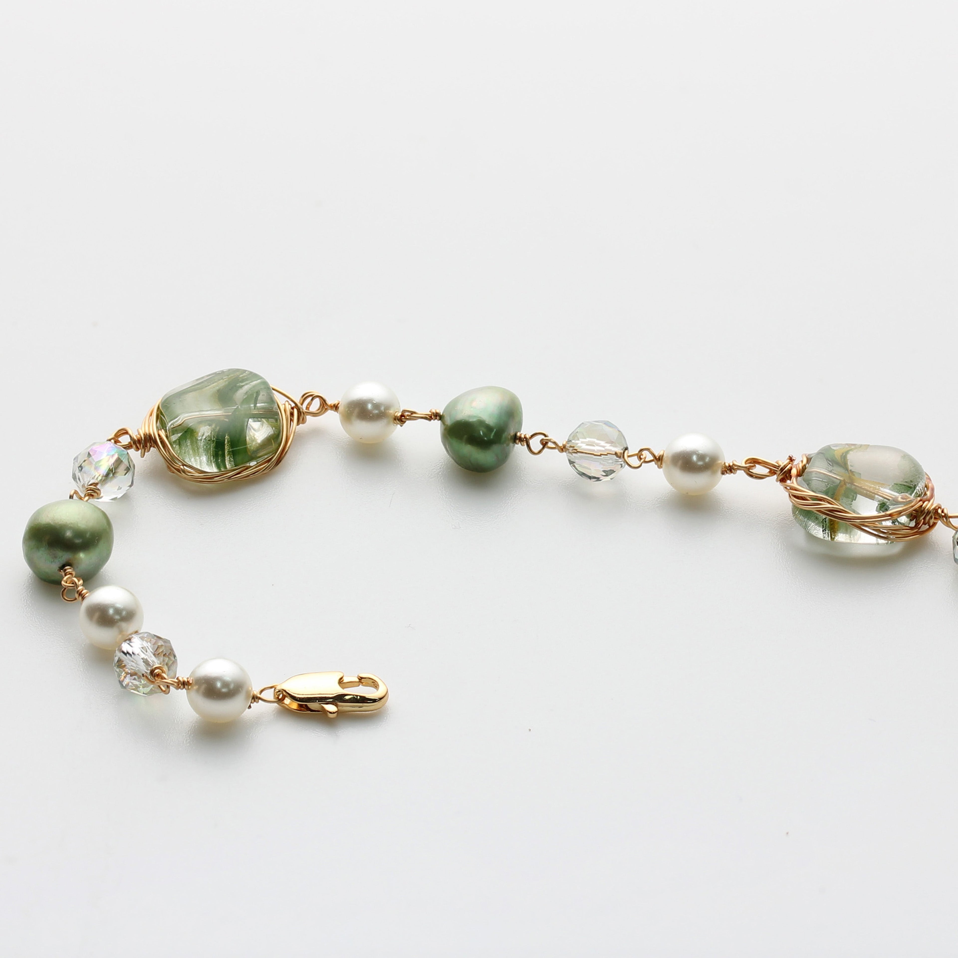 Freshwater Pearl & Crystal Link Bracelet