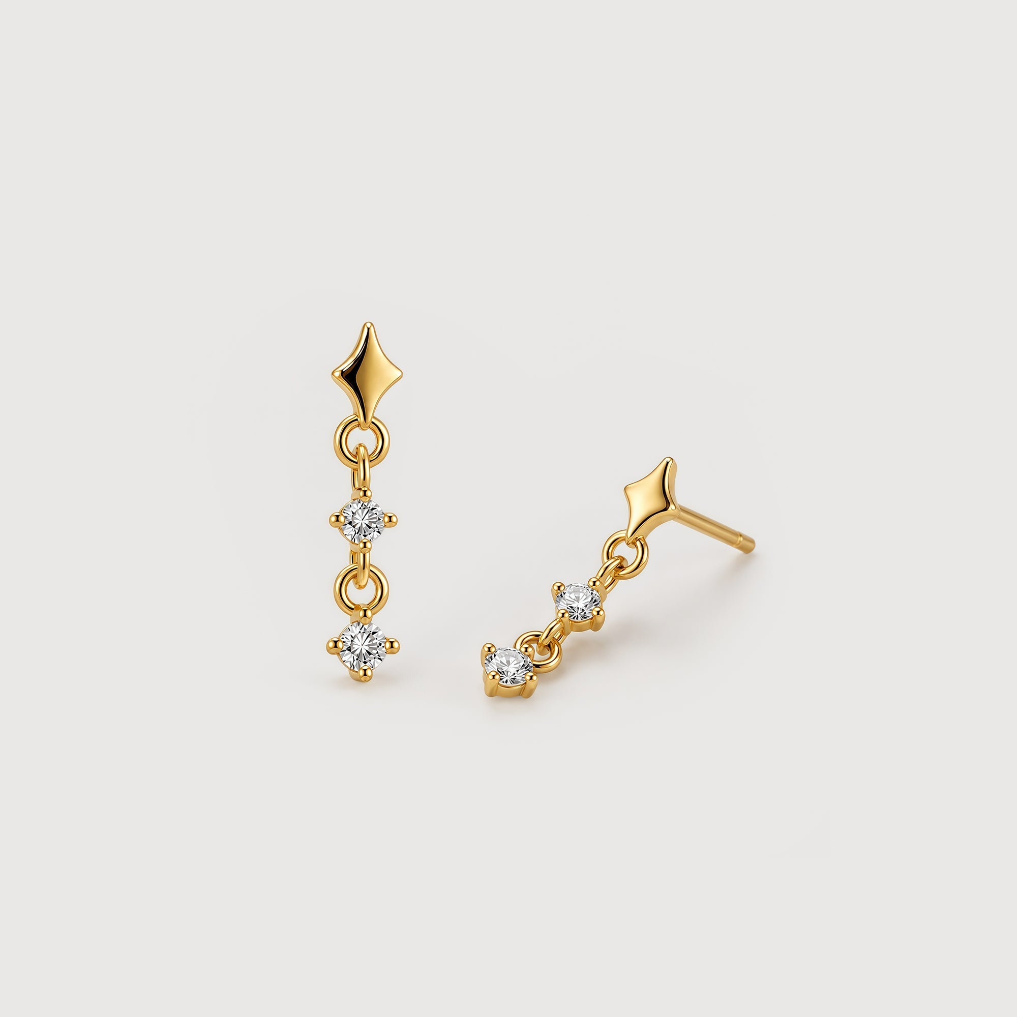 Star Link Zircon Drop Stud Earrings