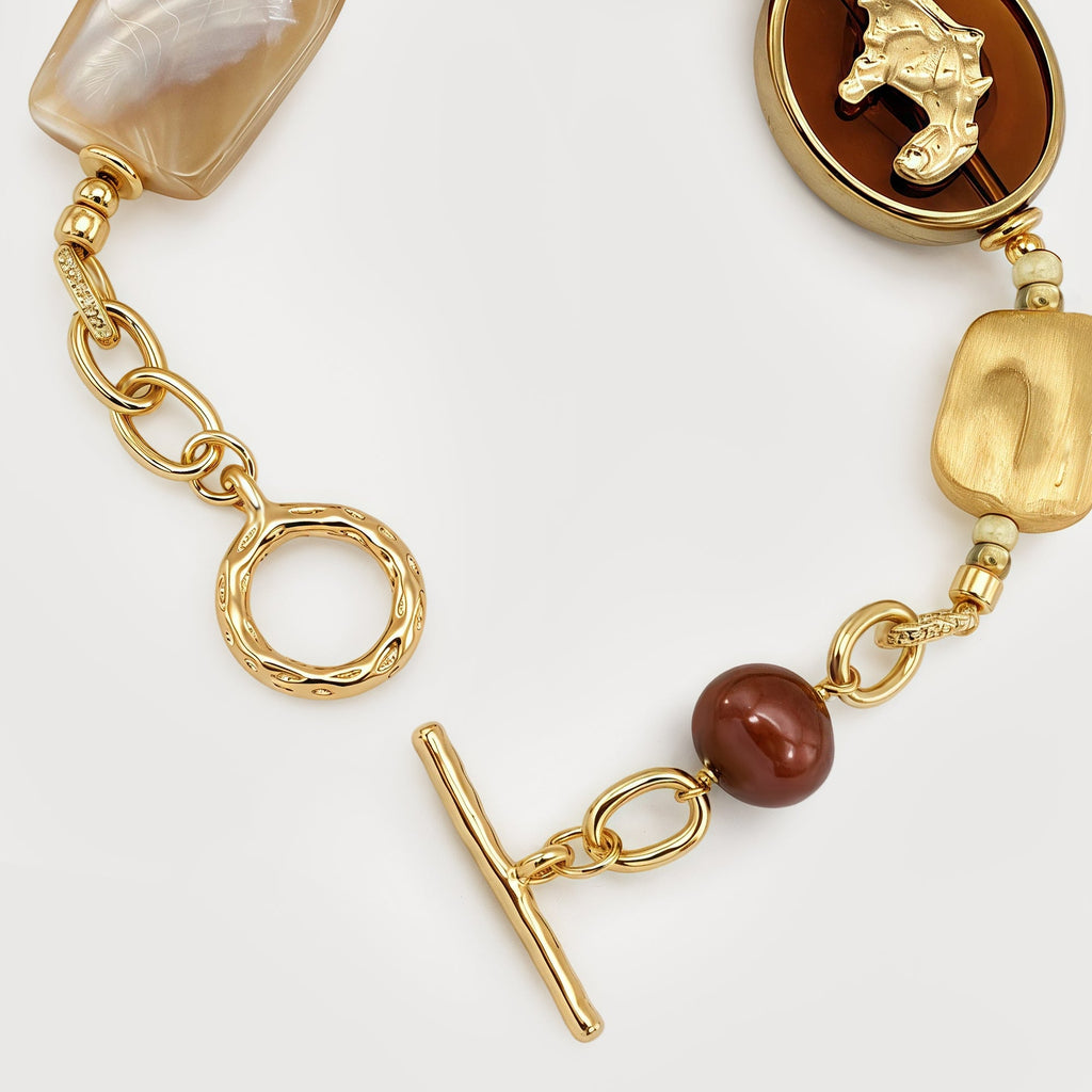 18K Gold-Plated Shell Horse Medallion Bracelet