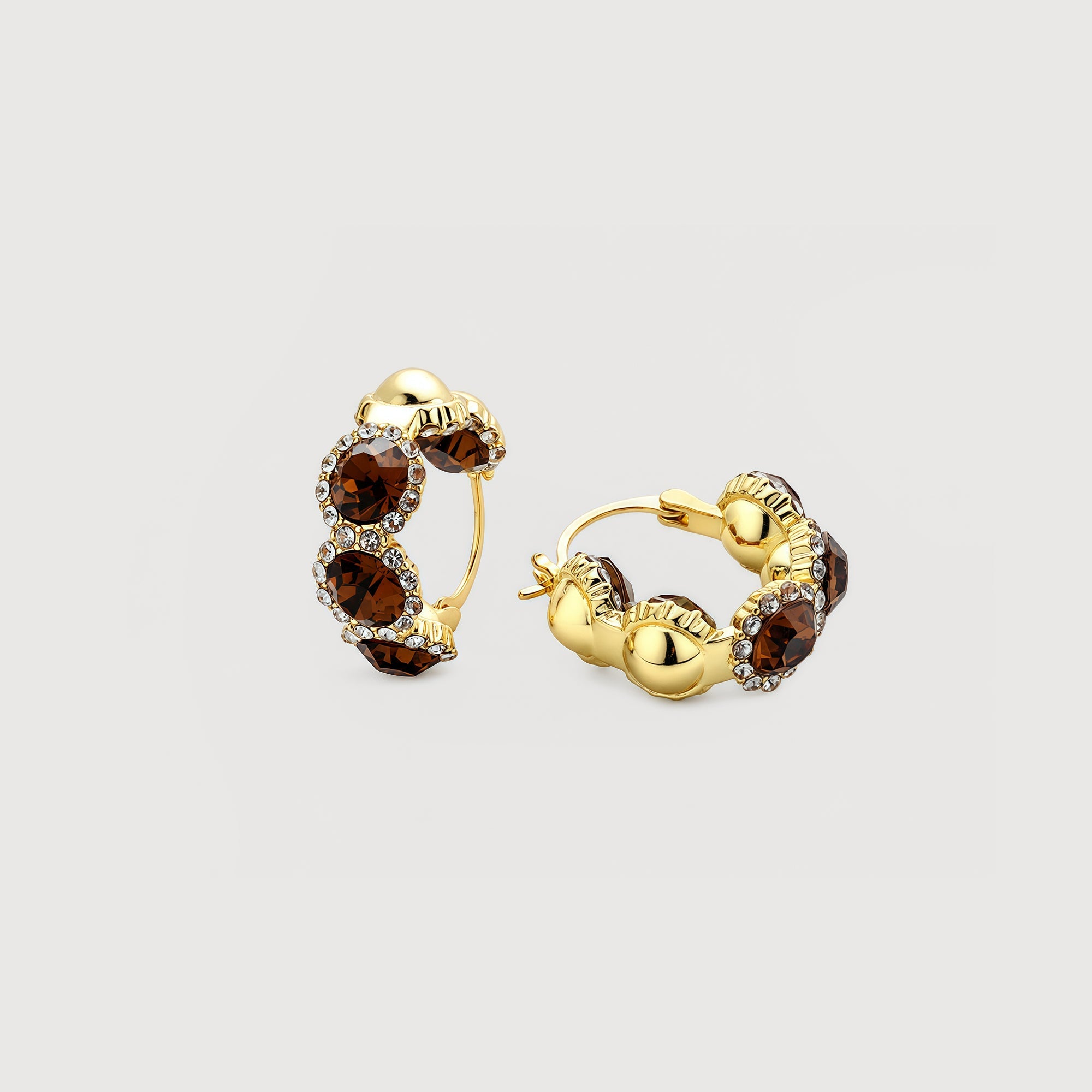 Zircon Cluster Leverback Hoop Earrings