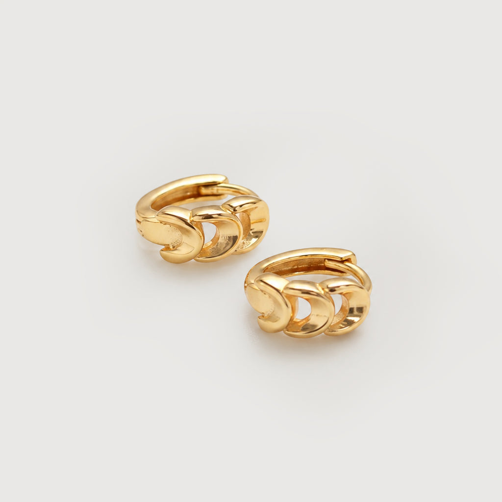 18K Gold-Plated S925 Interlocking Hoop Earrings