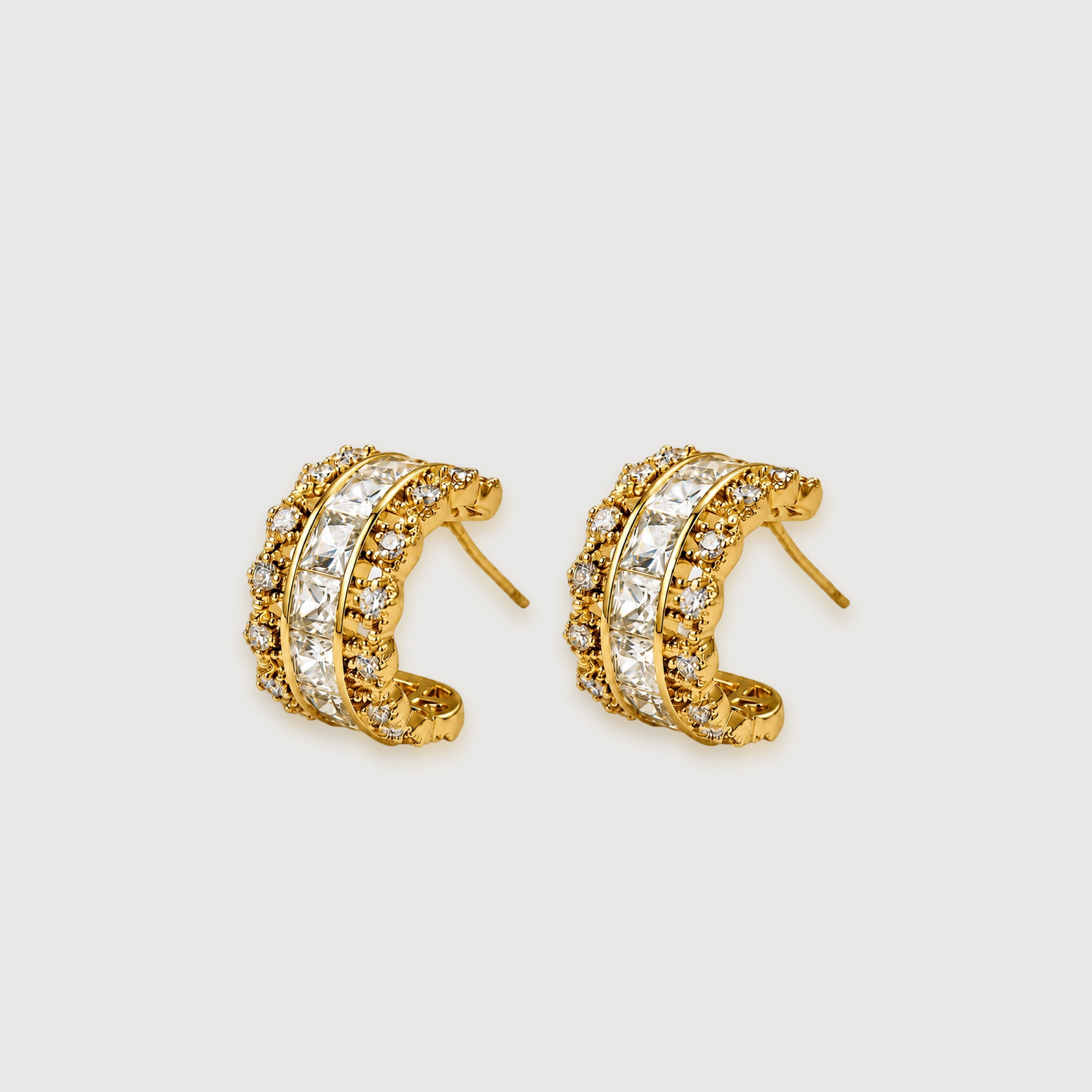 Channel-Set Zircon Half-Hoop Earrings