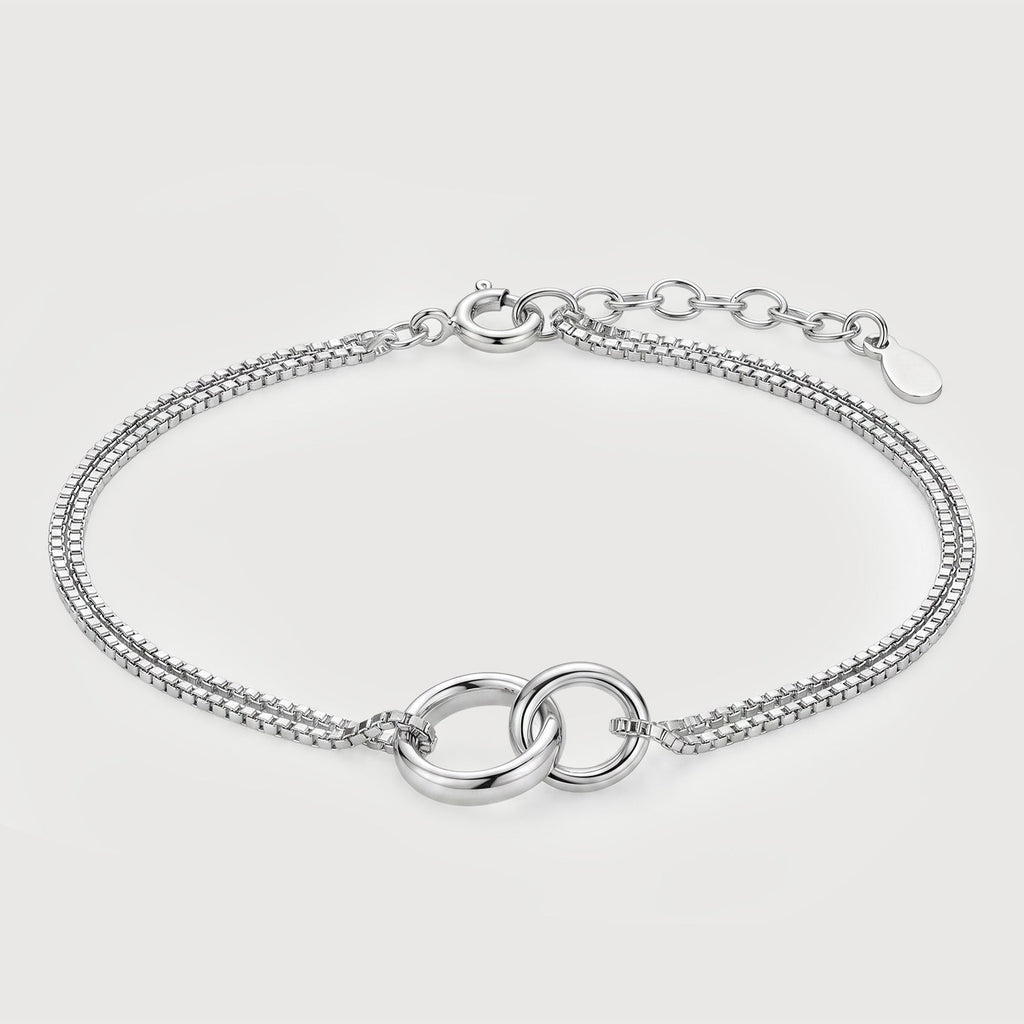 Interlocking Ring S925 Silver Chain Bracelet