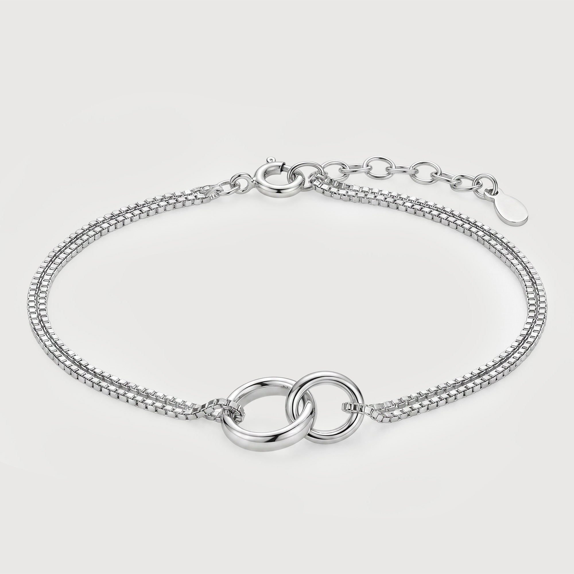 Interlocking Ring S925 Silver Chain Bracelet