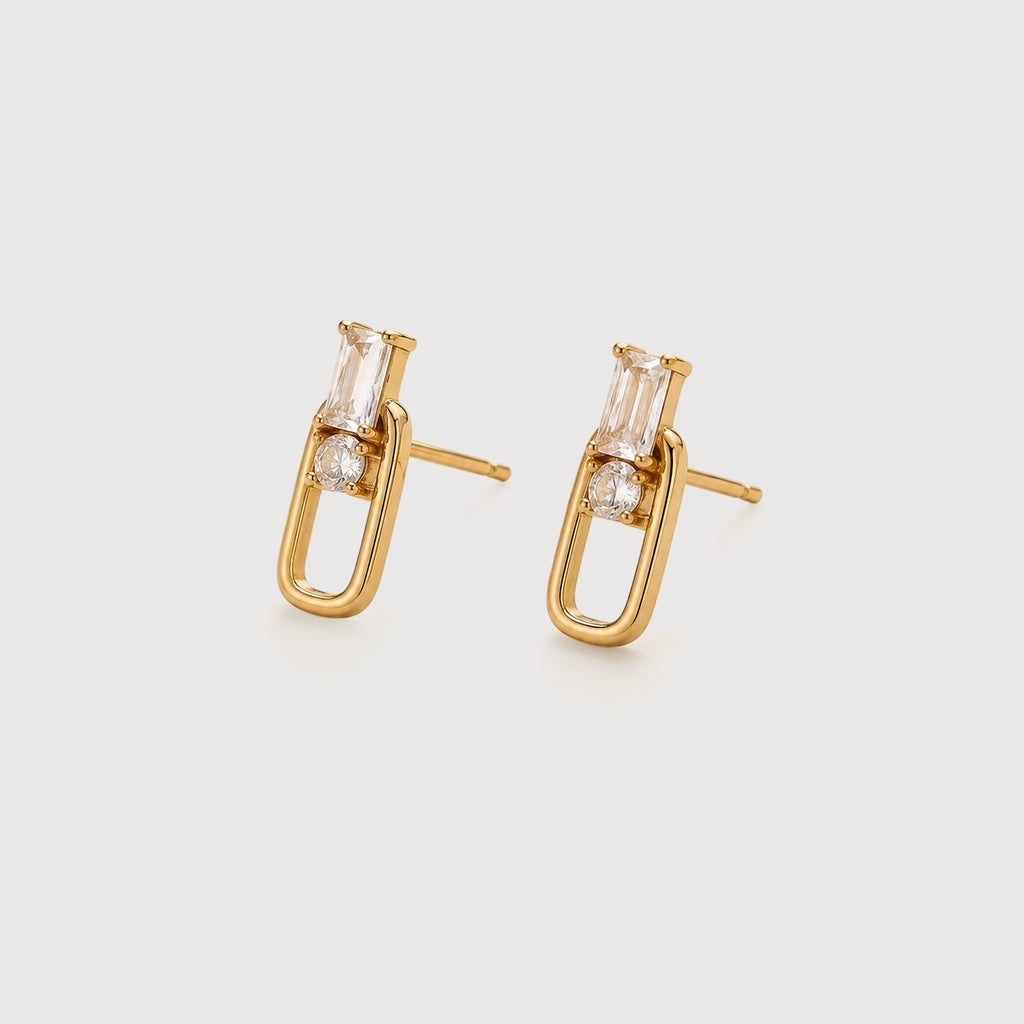 Gold-Plated S925 5A Zircon Open-Frame Stud Earrings