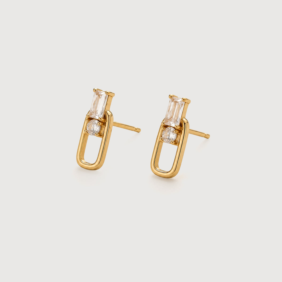 Gold-Plated S925 5A Zircon Open-Frame Stud Earrings