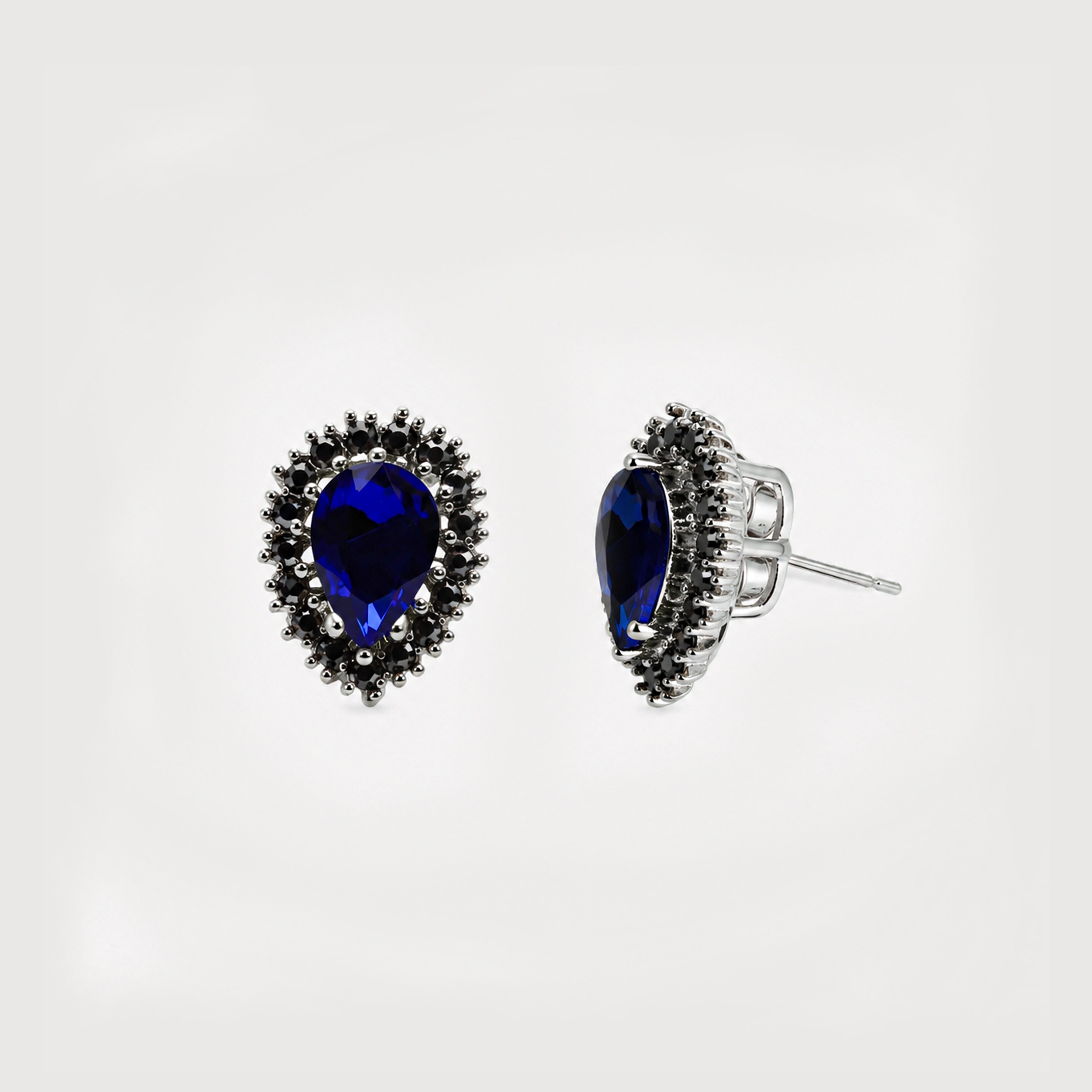 Teardrop Sapphire Accent Stud Earrings