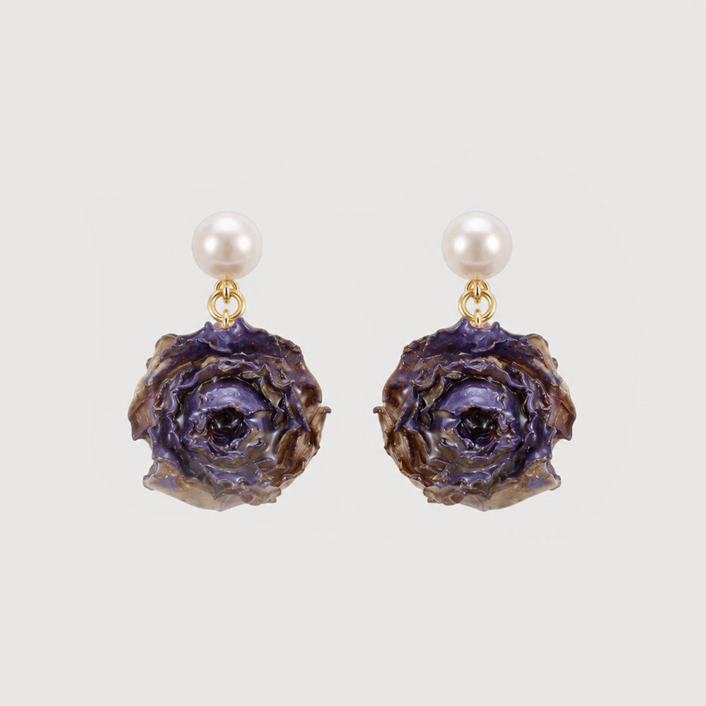 Resin Floral Pearl S925 Drop Earrings
