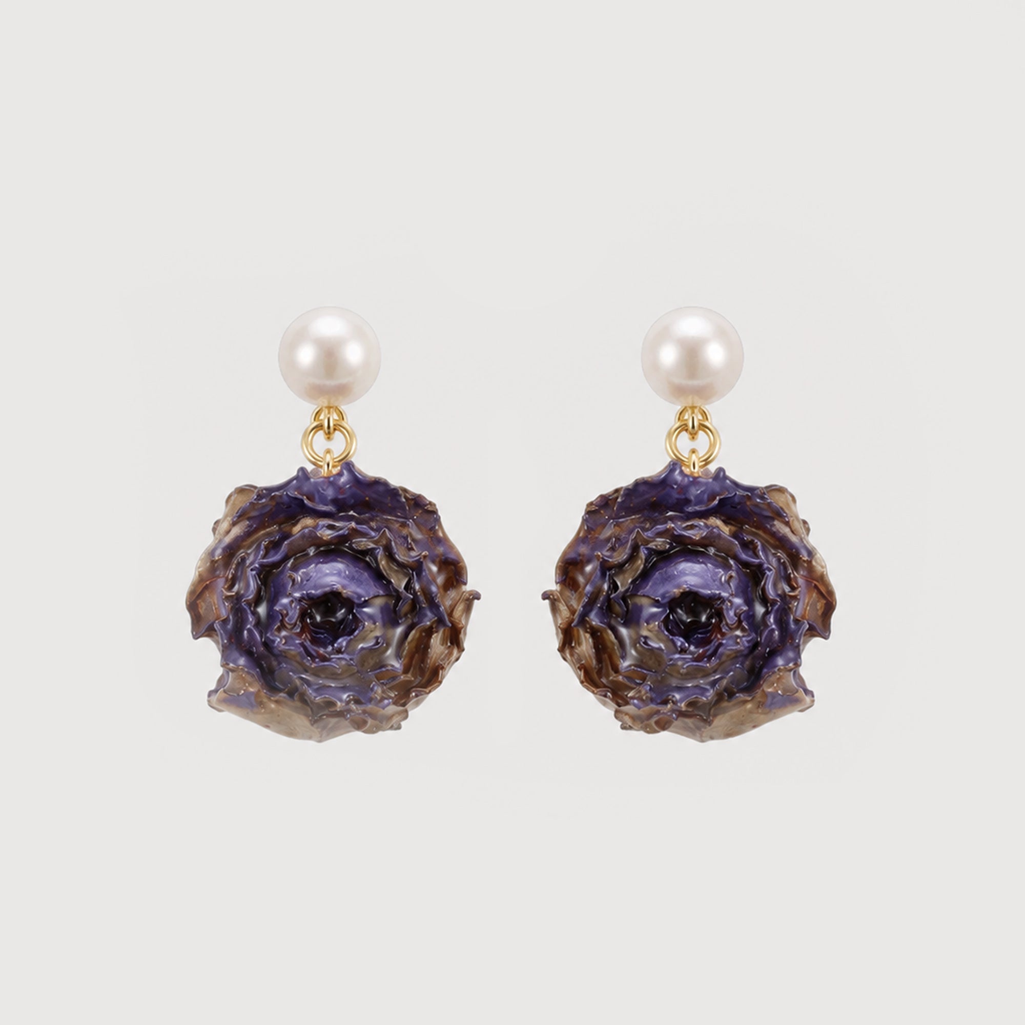 Resin Floral Pearl S925 Drop Earrings