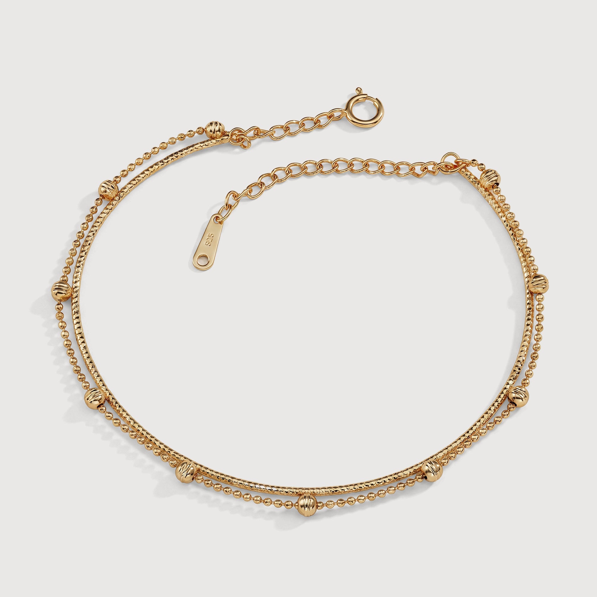 18K Gold-Plated S925 Double-Chain Bead Bracelet