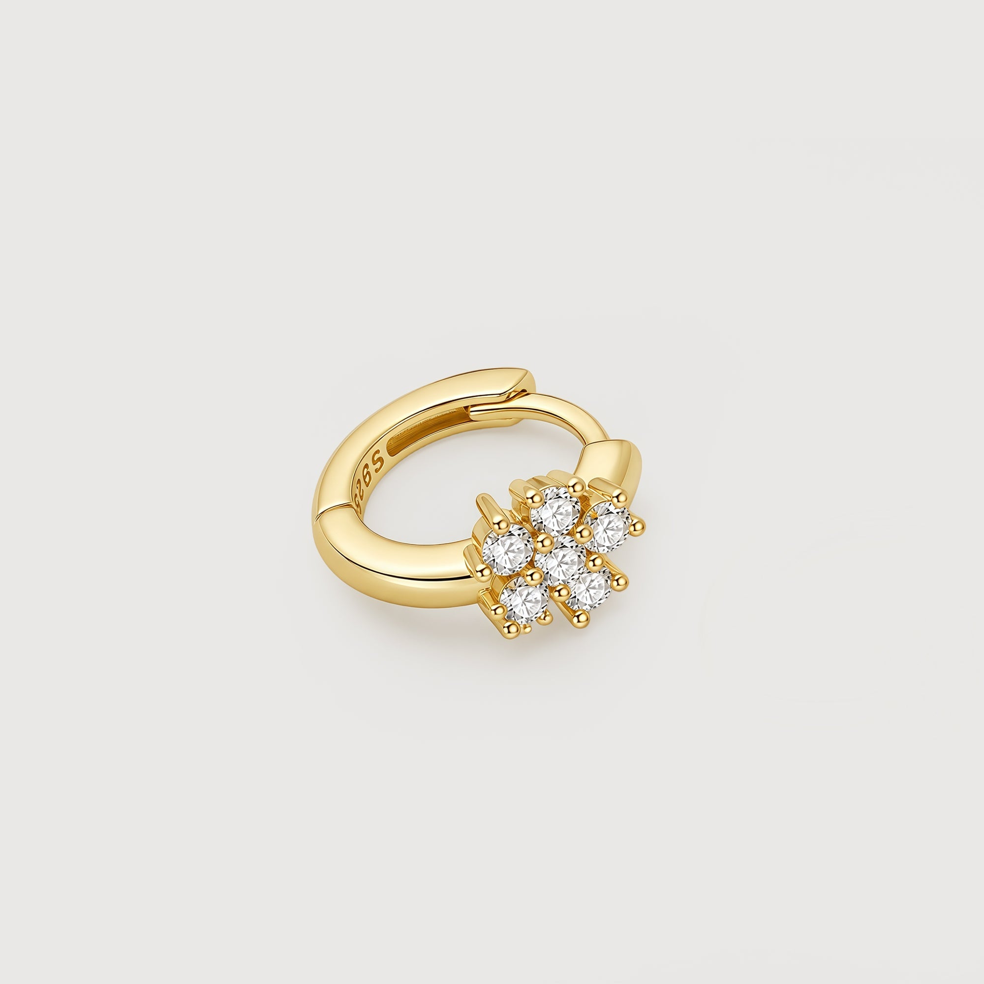 S925 Silver Zircon Flower Huggie Earrings
