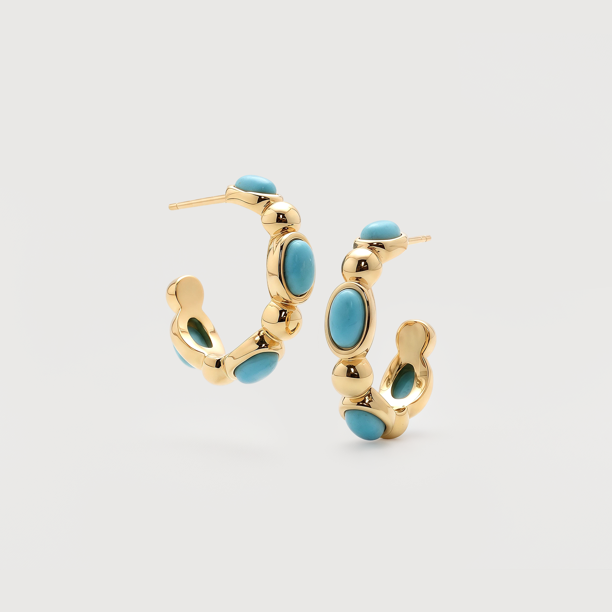 Turquoise-Set S925 Sterling Silver Hoop Earrings