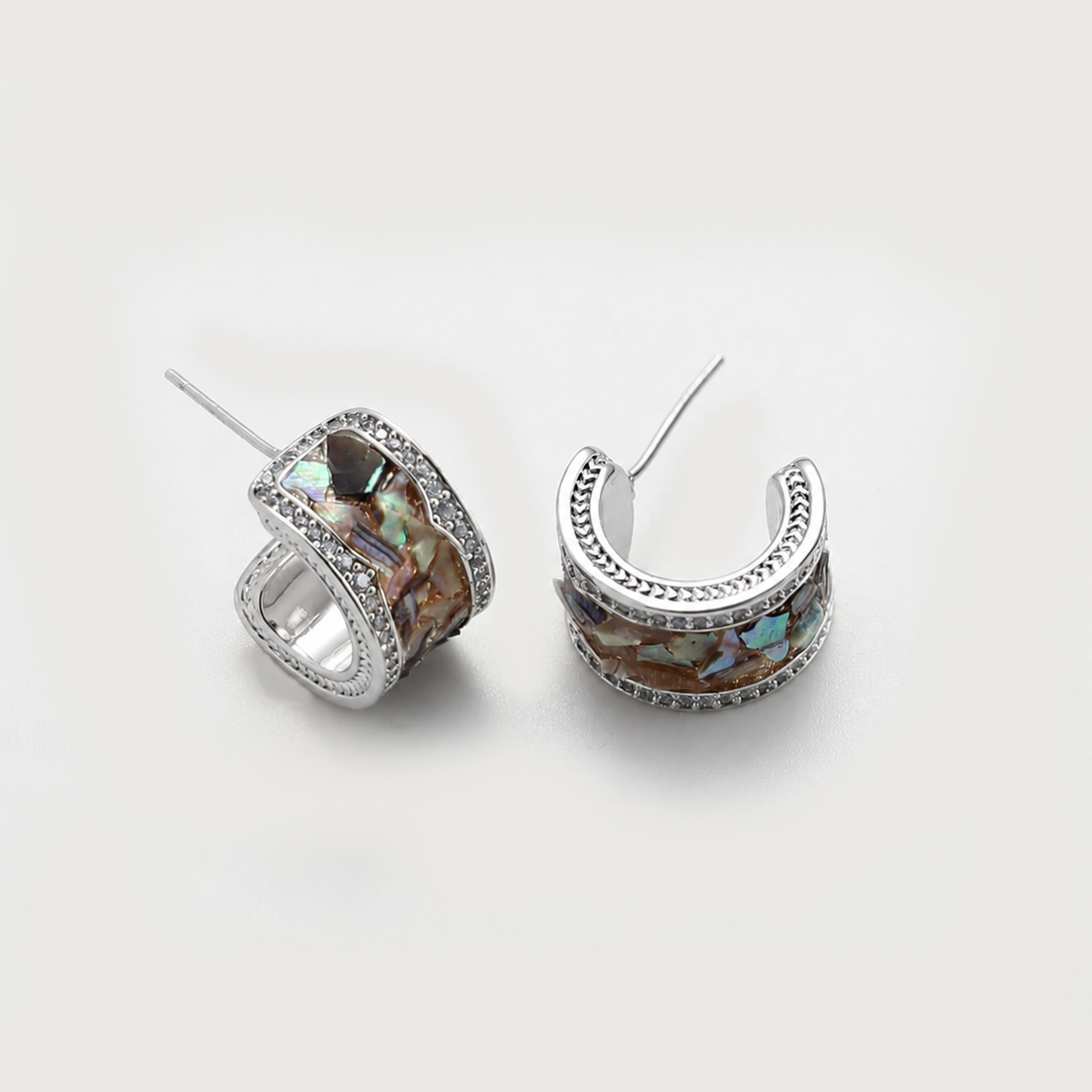 Abalone Shell S925 Wide Hoop Earrings