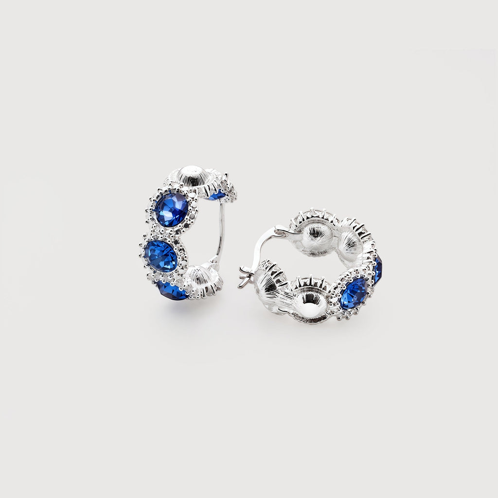 Zircon Cluster Leverback Hoop Earrings