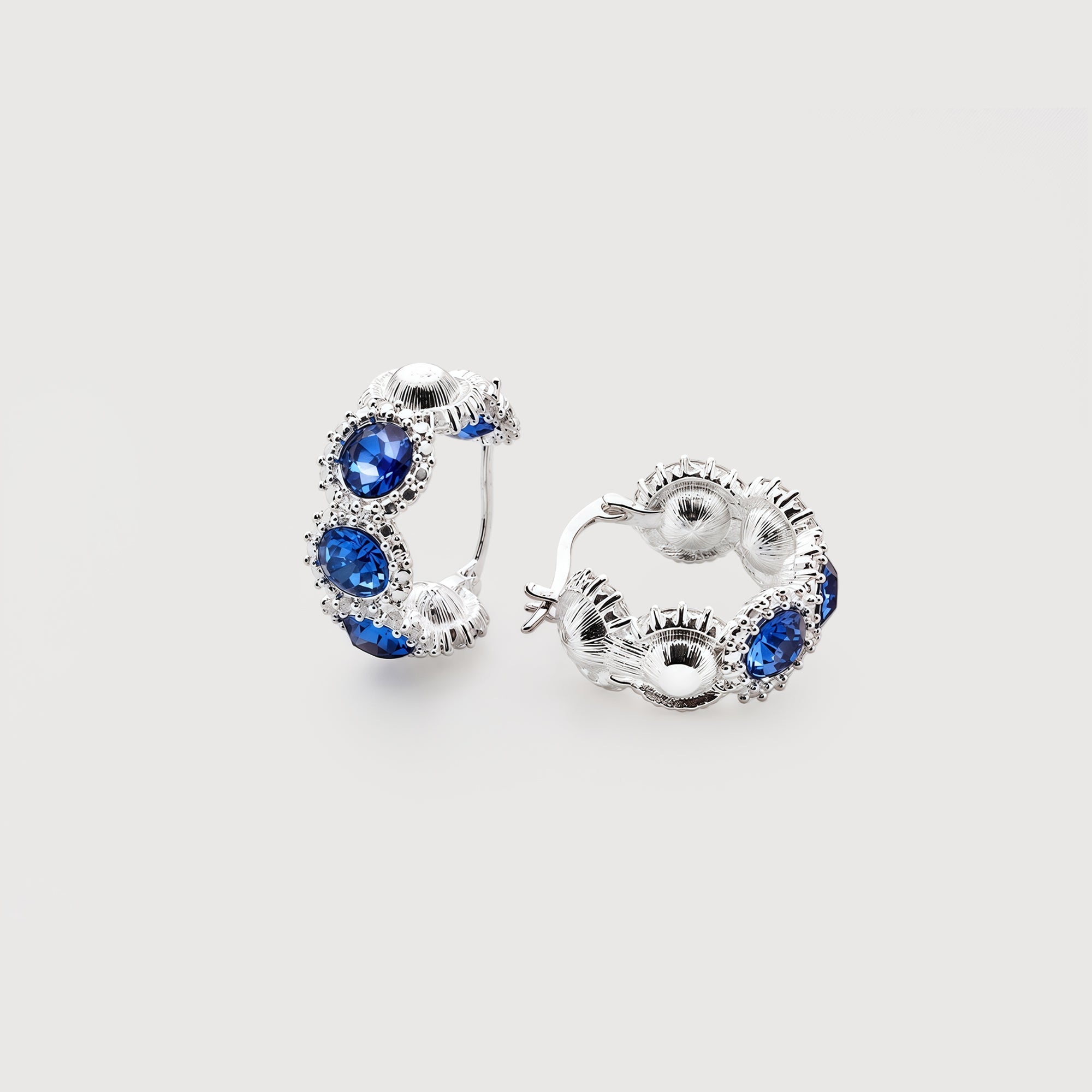 Zircon Cluster Leverback Hoop Earrings
