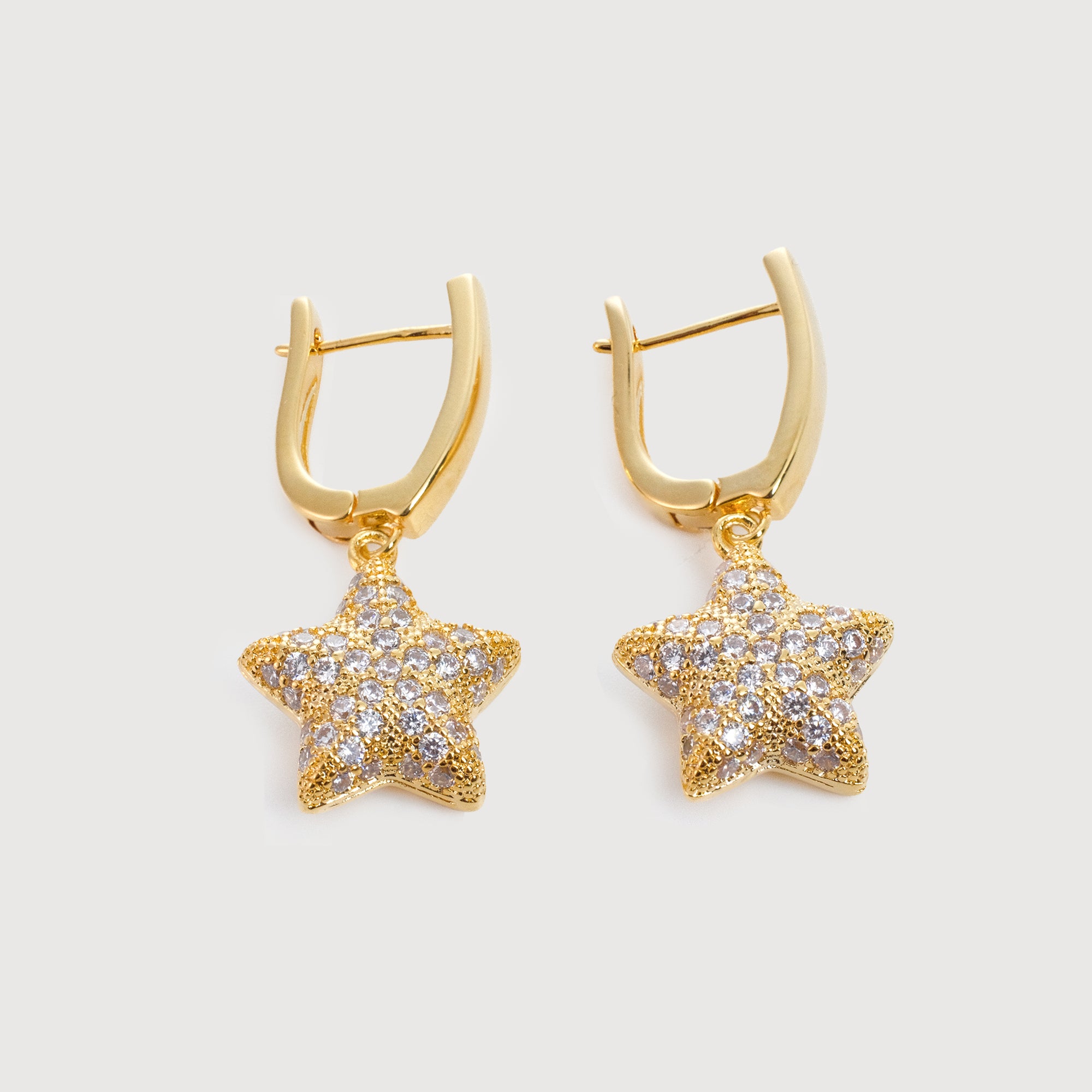 Pavé Zircon Star Huggie Drop Earrings