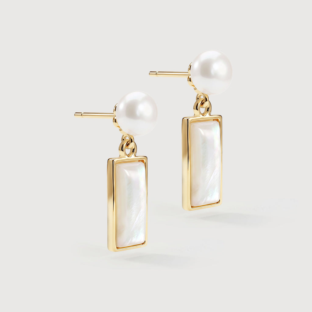 Freshwater Pearl Rectangular Drop Earrings