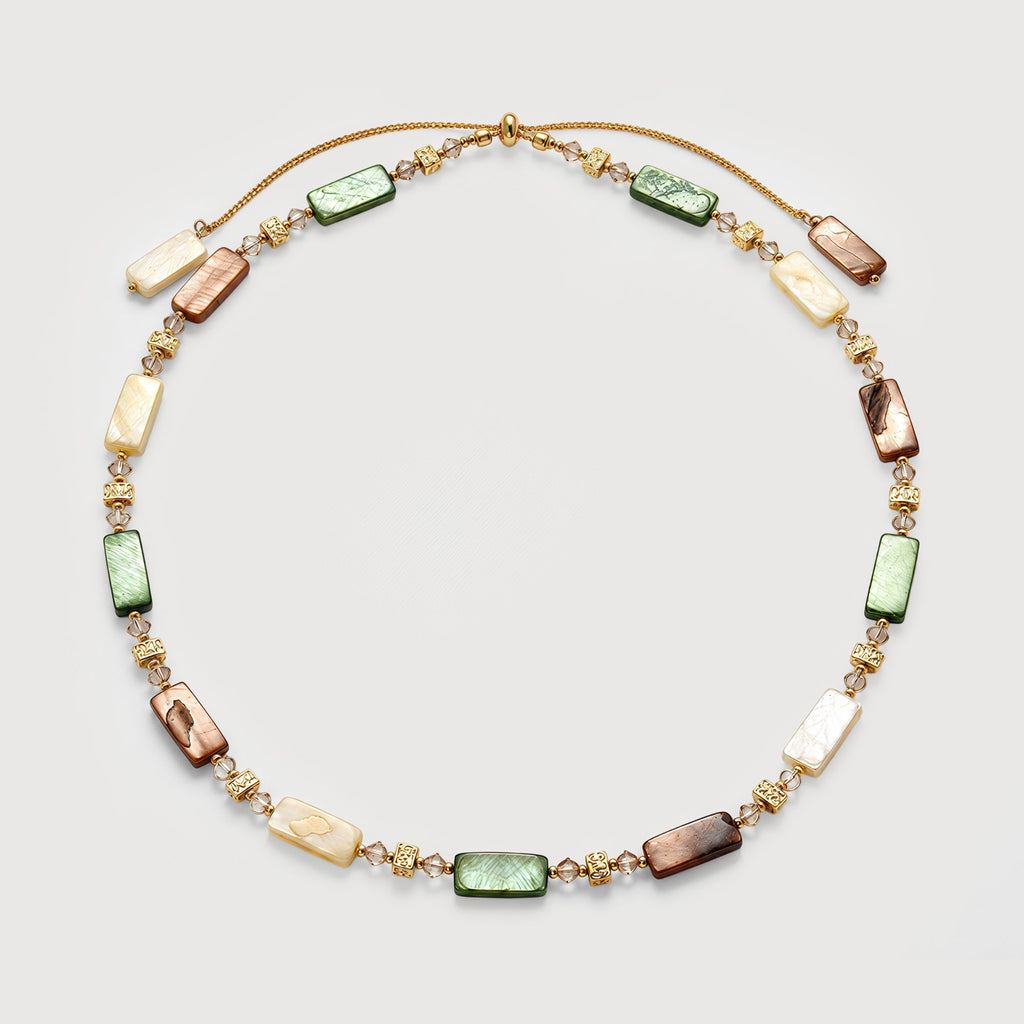 Shell and Glass Crystal Slider Necklace