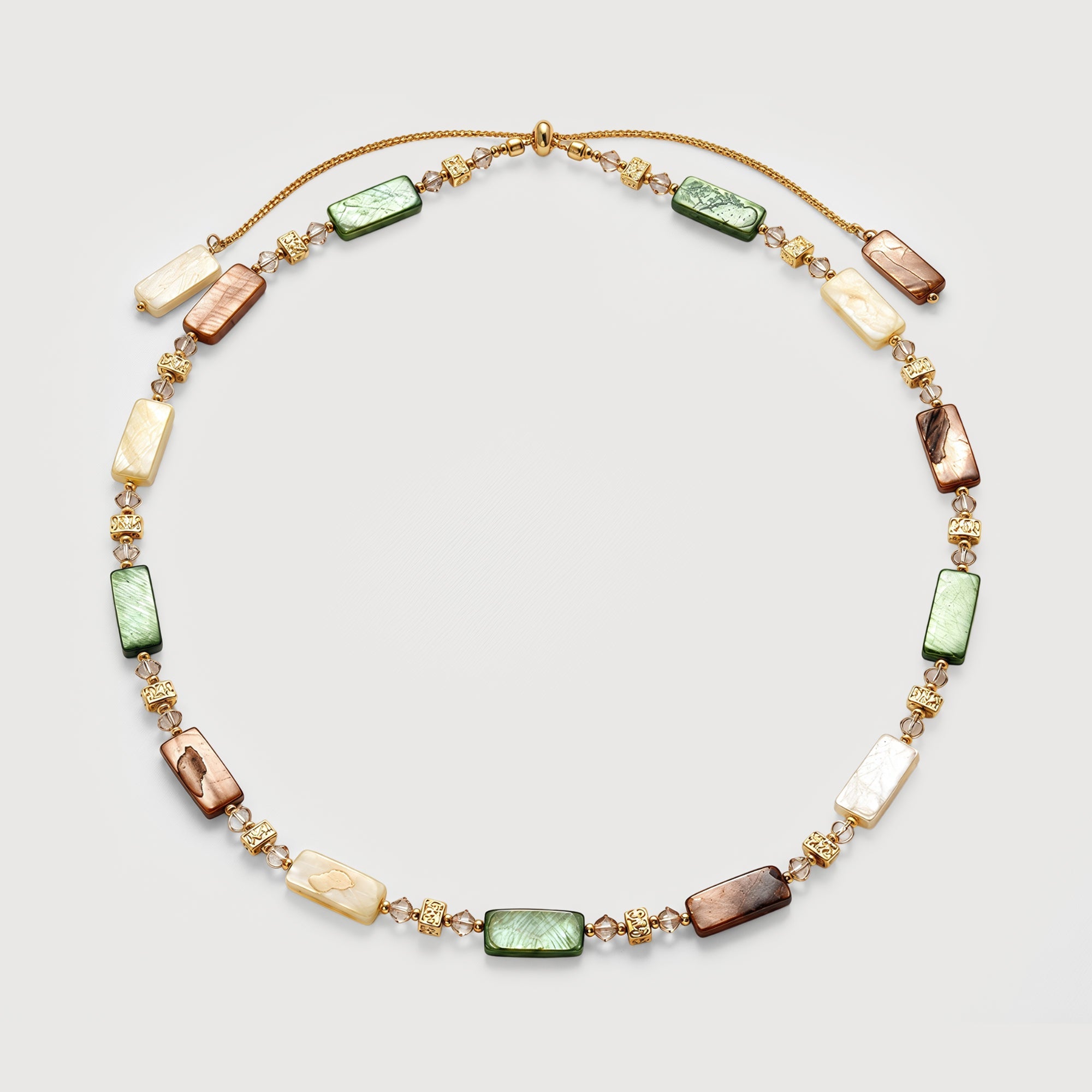 Shell and Glass Crystal Slider Necklace