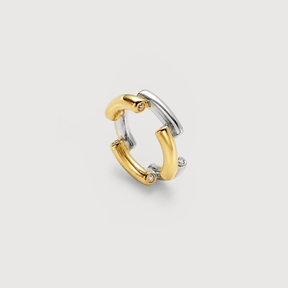 Two-Tone Open Link 18K Gold-Plated Stainless Steel Ring