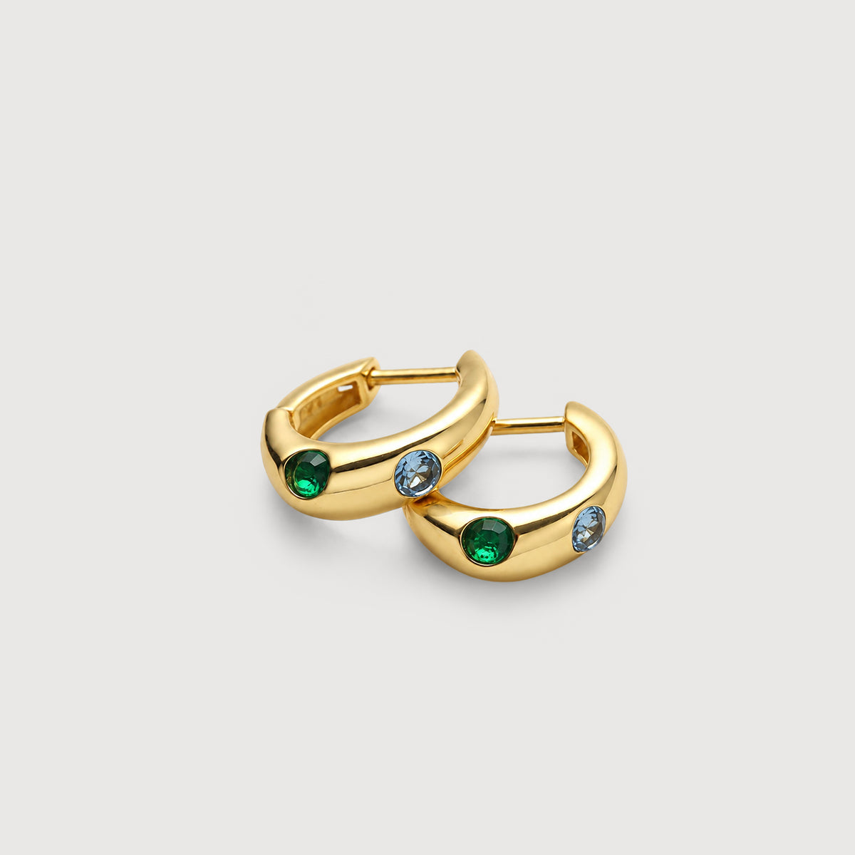 Multicolor Zircon Wide Huggie Hoop Earrings