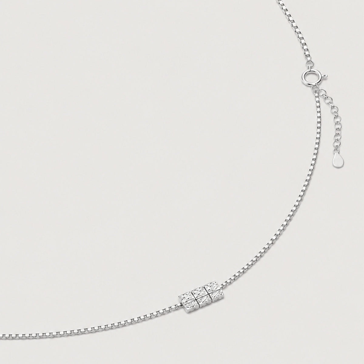 Textured Triple Bead Sterling Silver Necklace