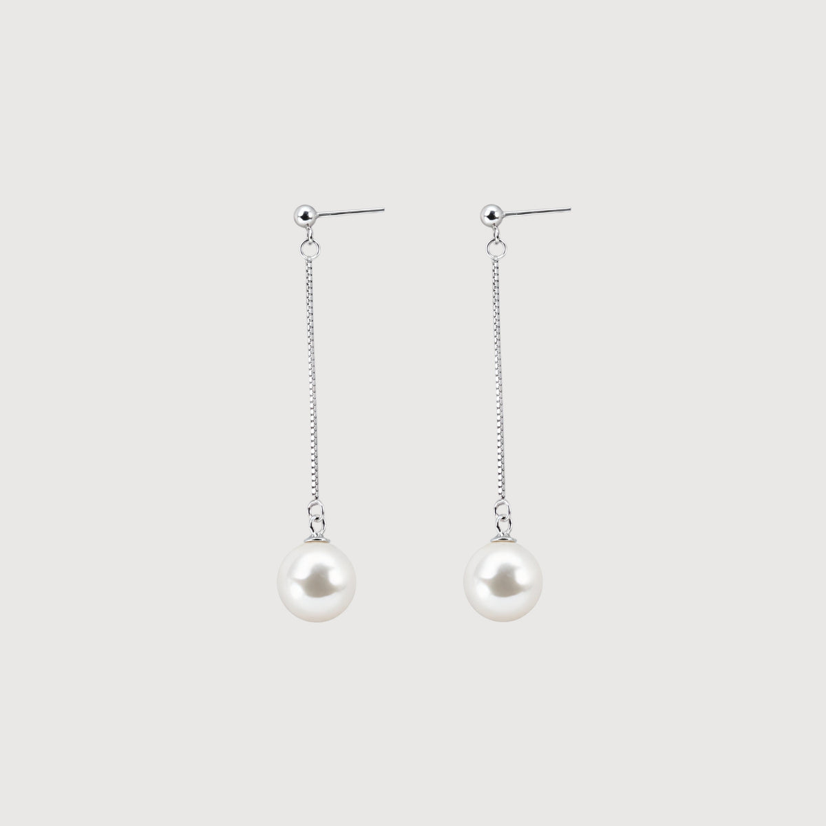Sterling Silver Chain Pearl Drop Earrings