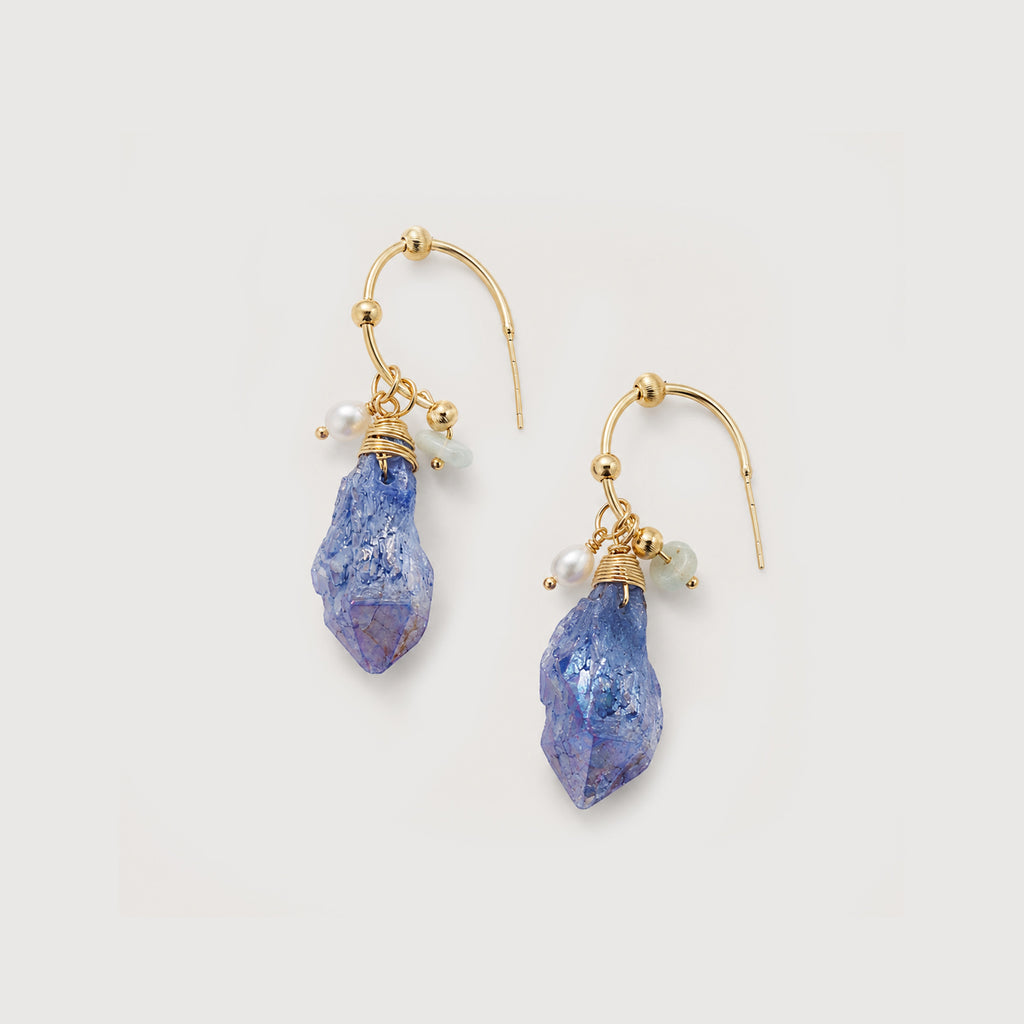 Natural Kyanite Pearl S925 Drop Earrings